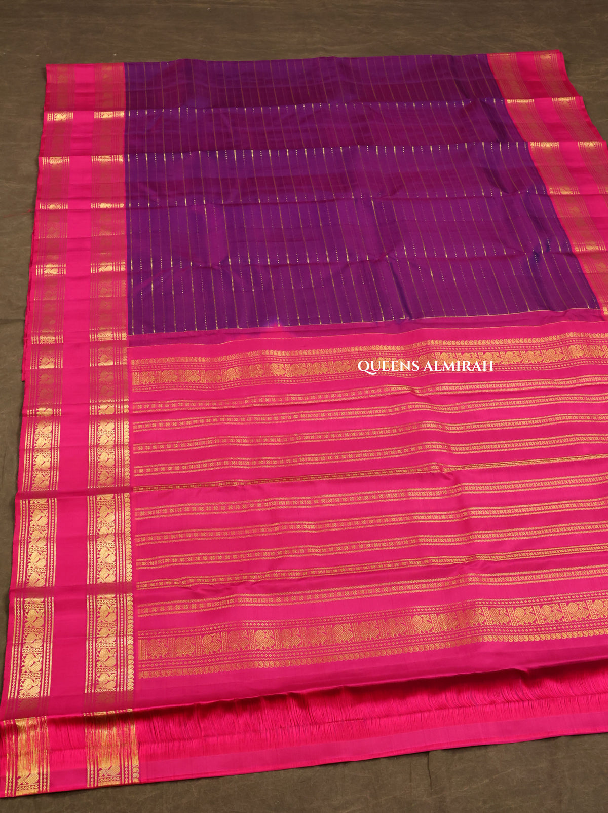 Purple With Pink Pure Kanchivaram Silk Saree