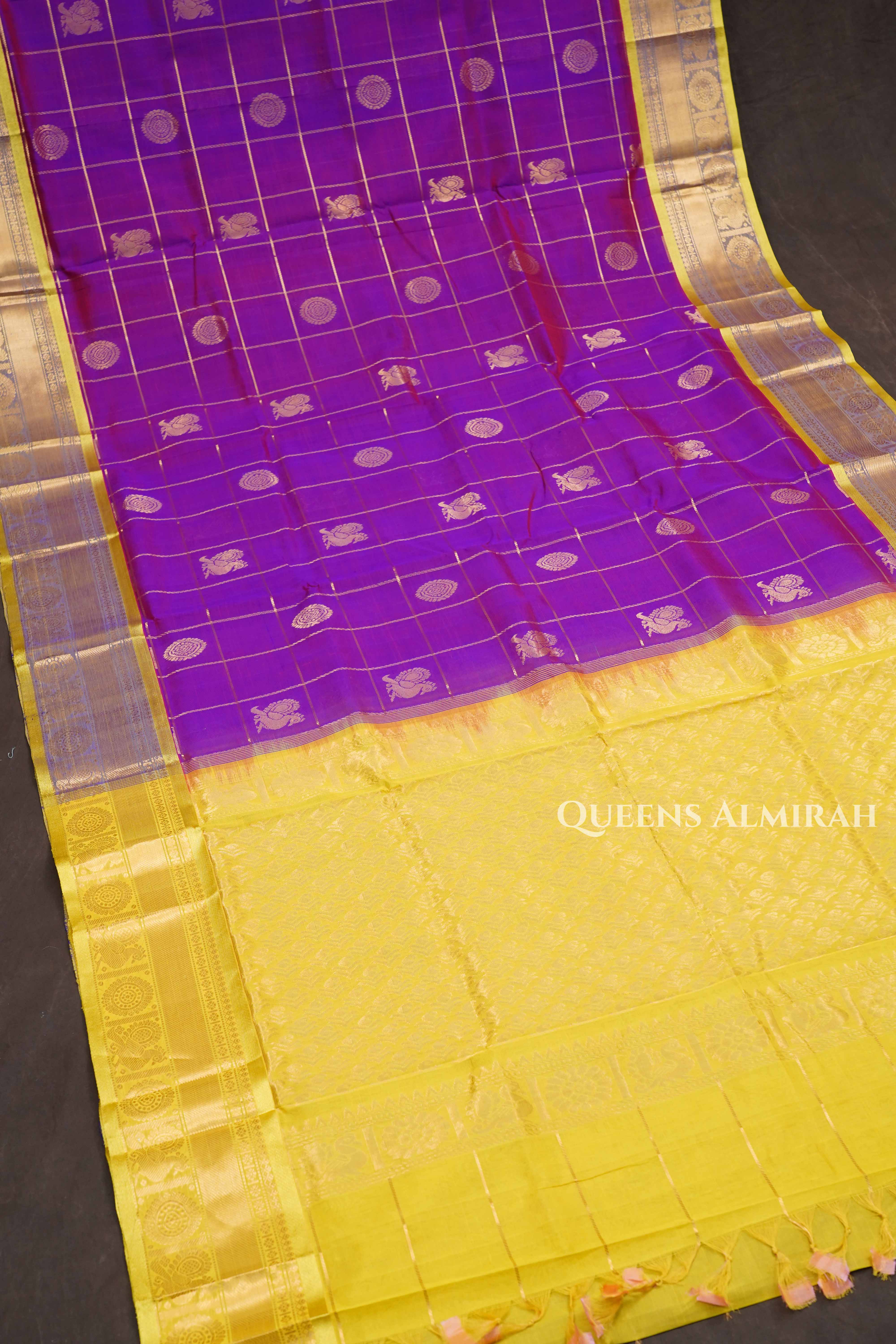 Vadamalli Purple With Yellow Pure Silk Cotton Saree