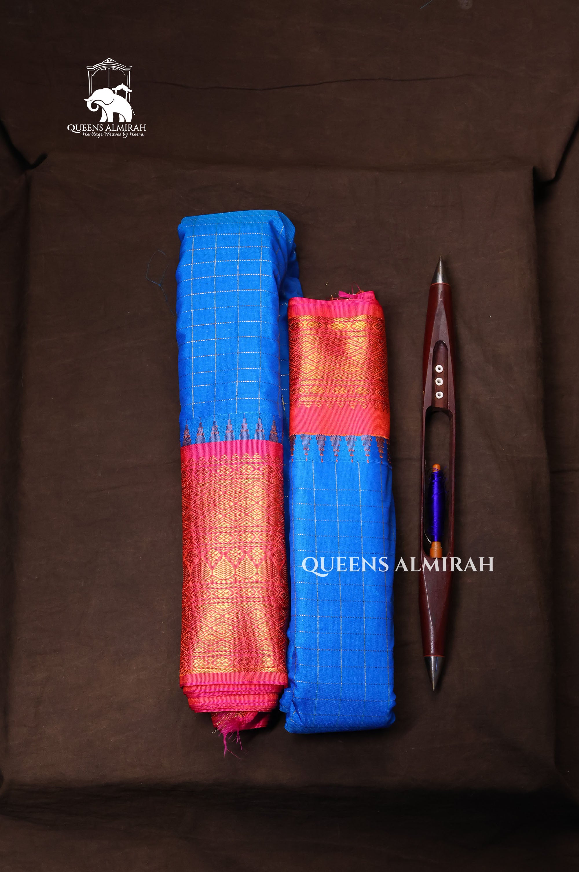 Blue Kattam With Pink Semi Gadwal Silk Saree