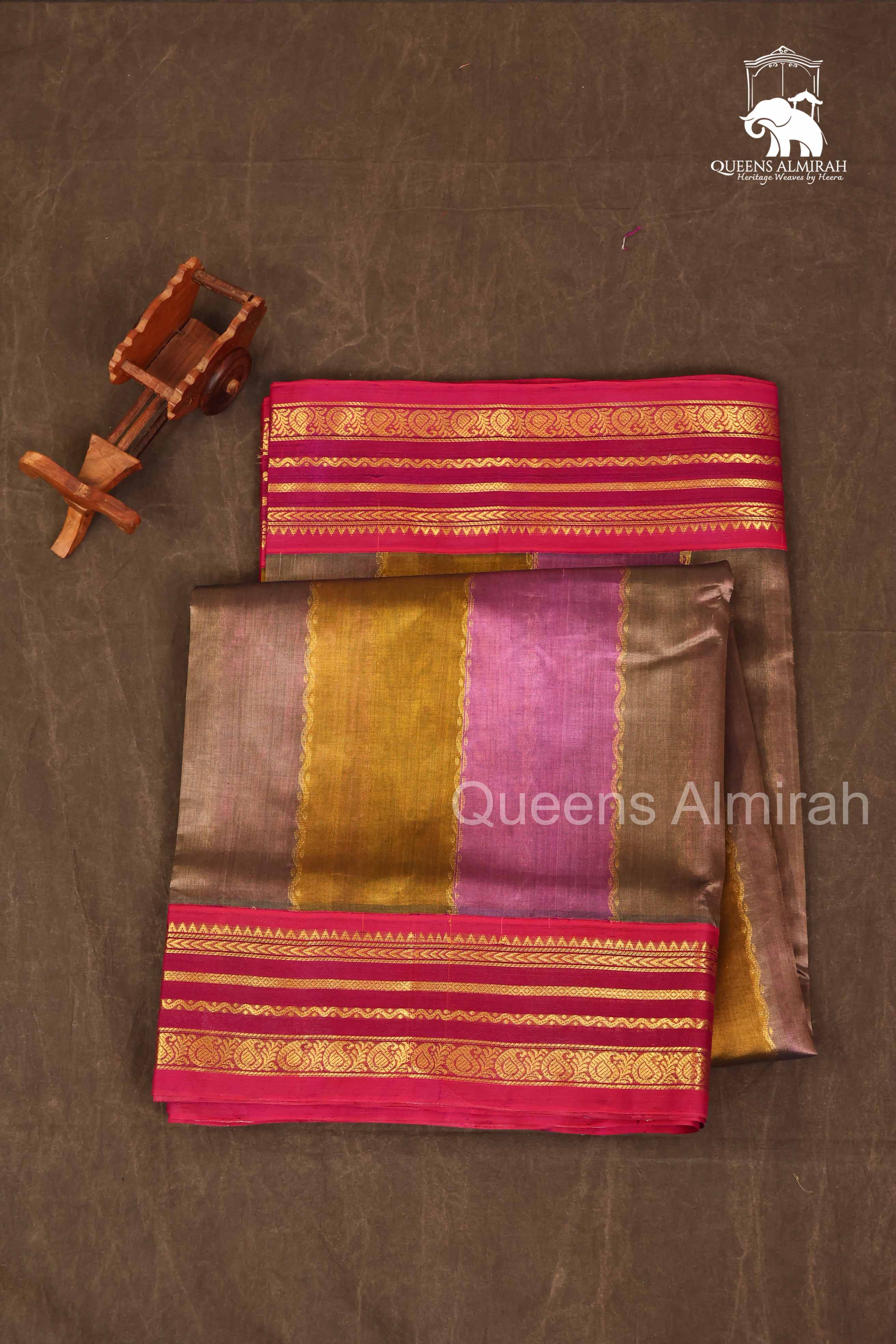 Multi Color With Varisapet Purple Border Pure Silk Cotton Saree