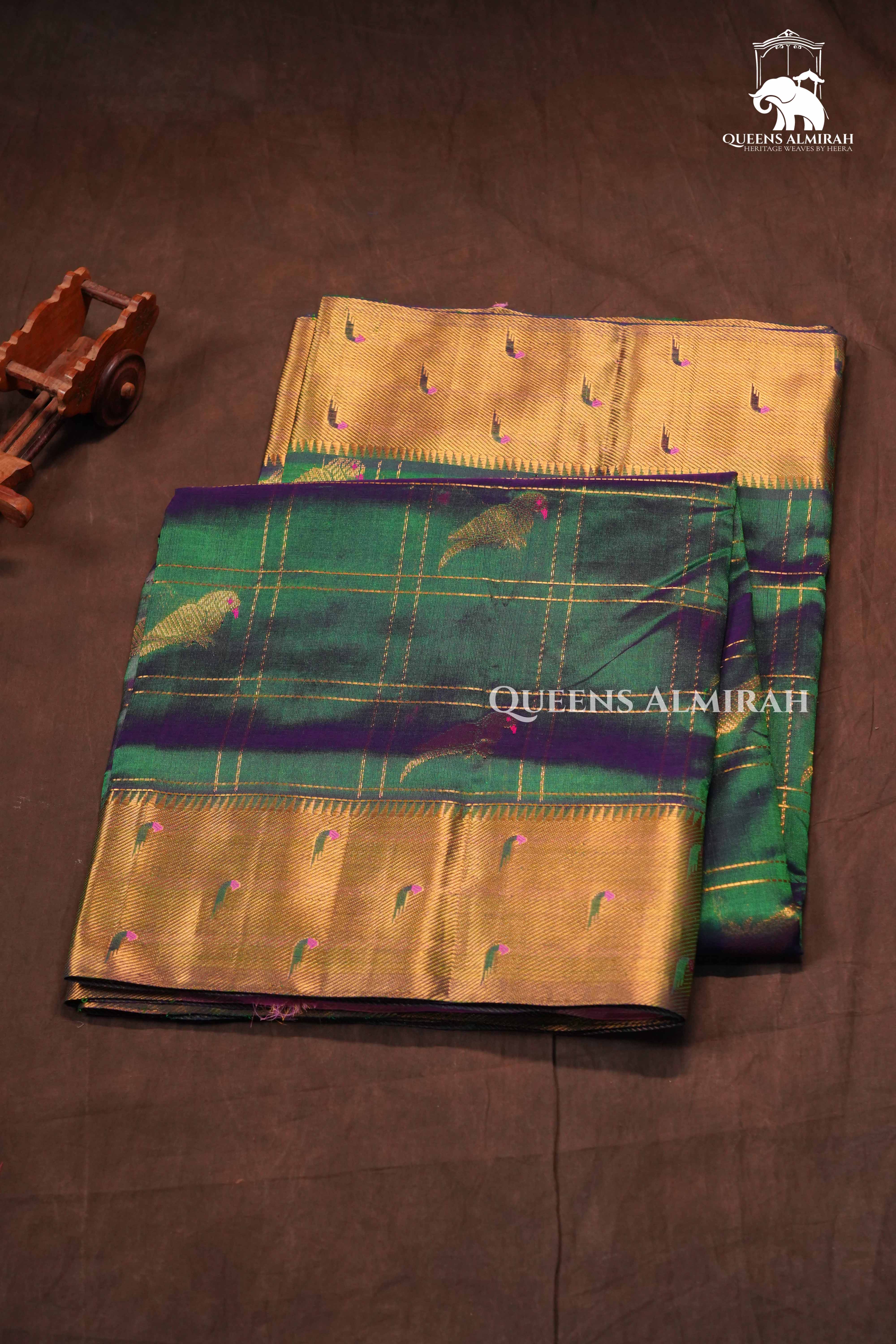 Dark Green Pure Kanchi Silk Cotton Saree