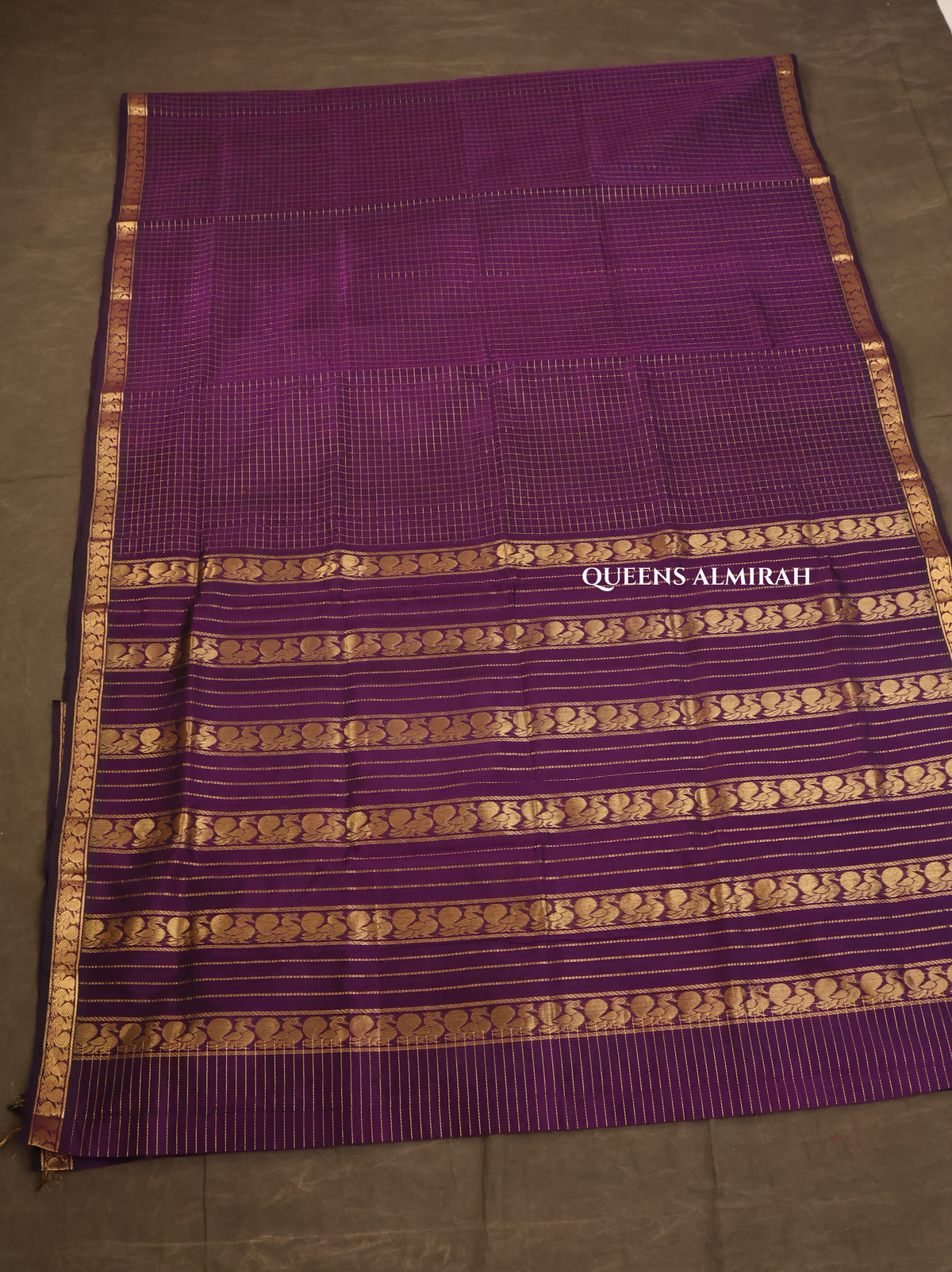 Purple Kattam With Small Border Pure Silk Cotton Saree