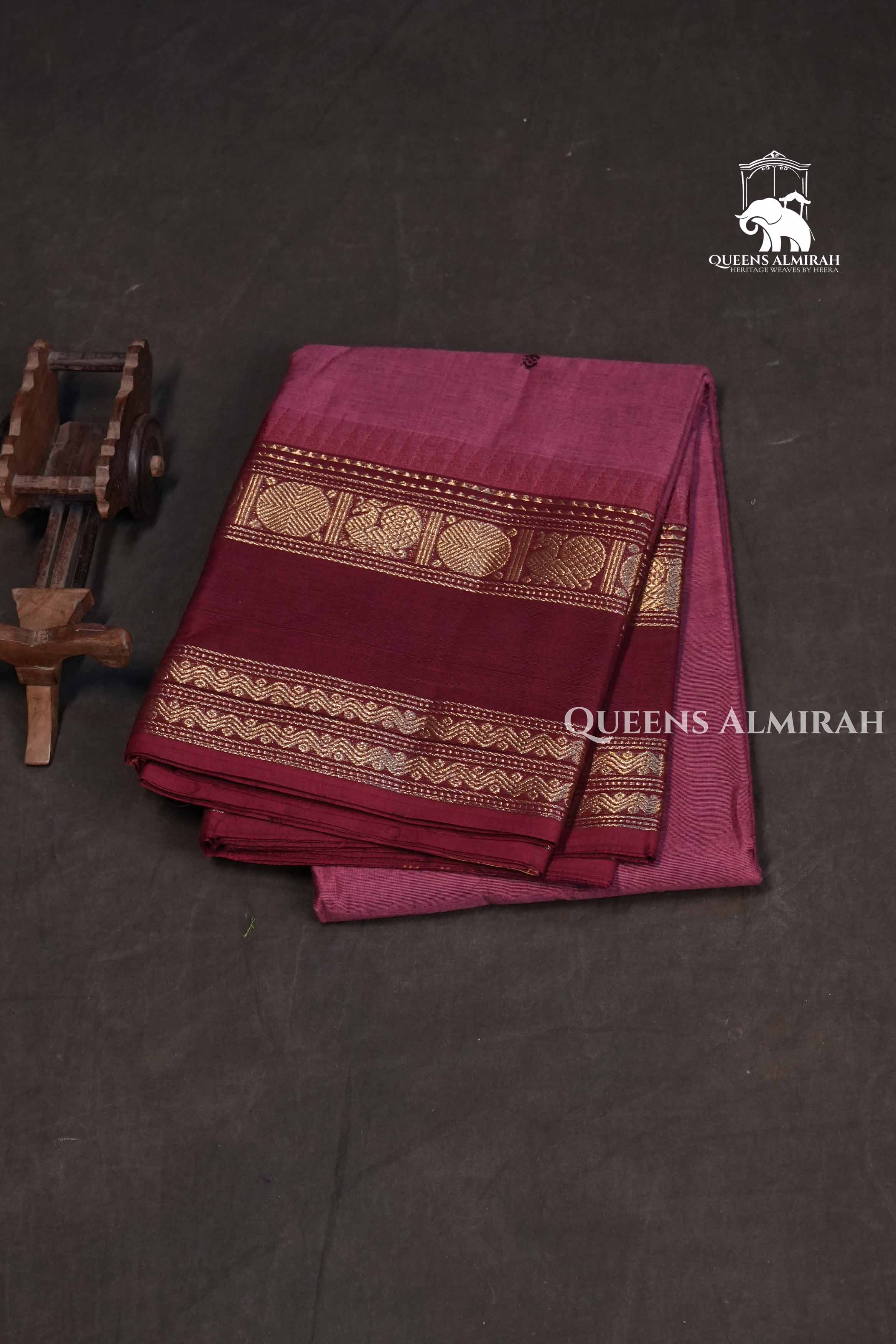 Onion Pink With Maroon Kanchi Cotton Saree