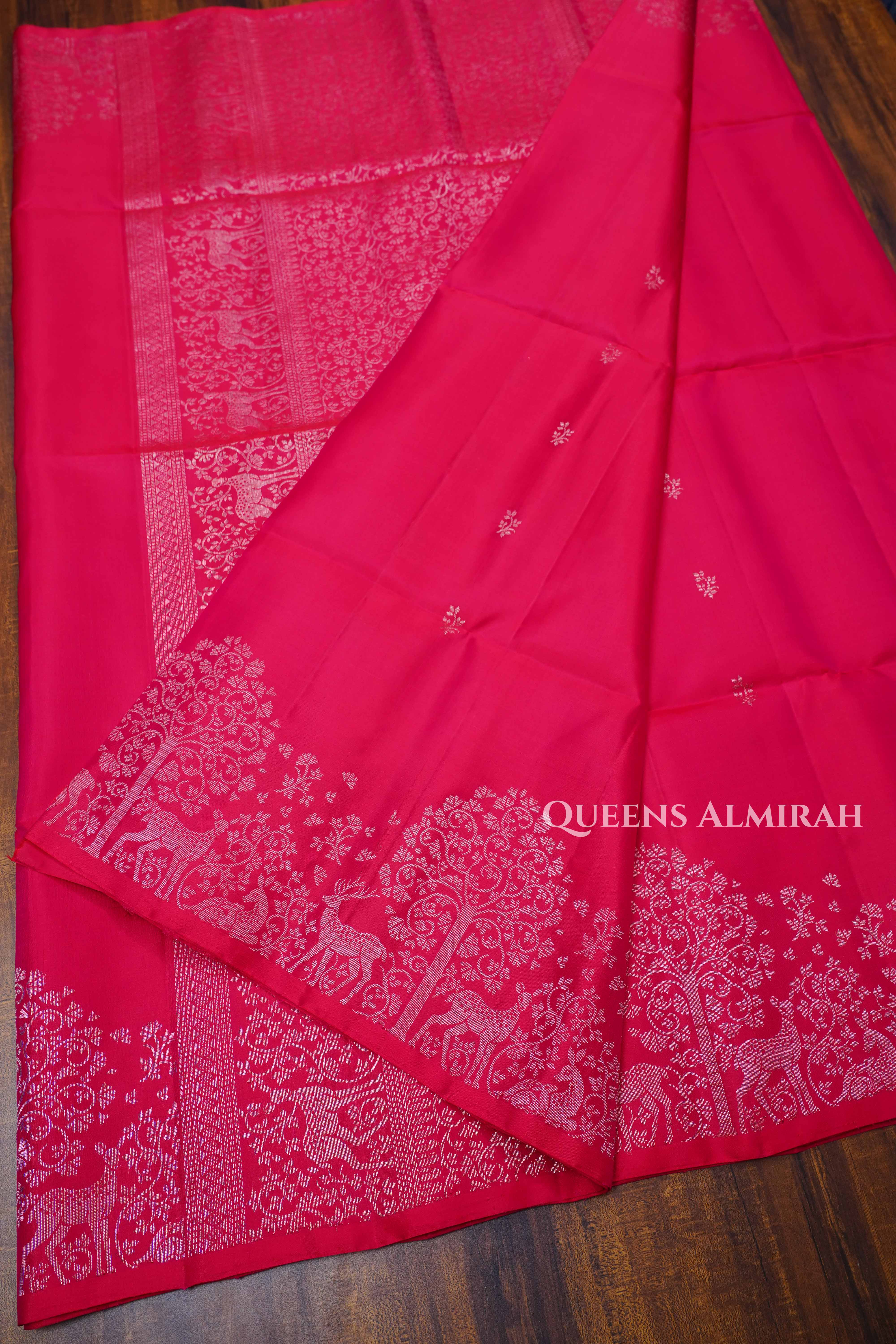 Magenta Pink Pure Soft Silk Saree