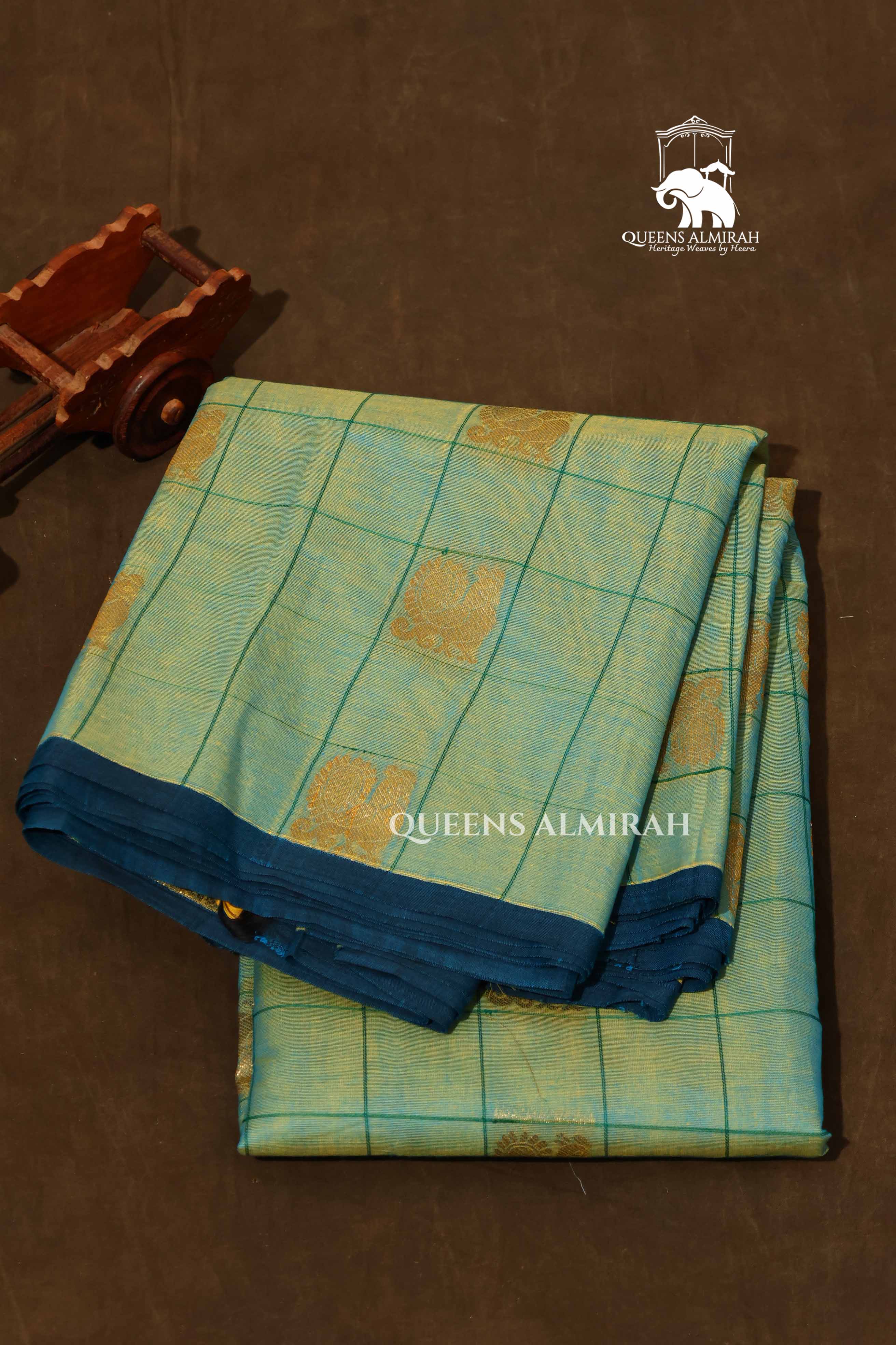 Light Green Kattam With Peacock Butta Kanchi Cotton Saree