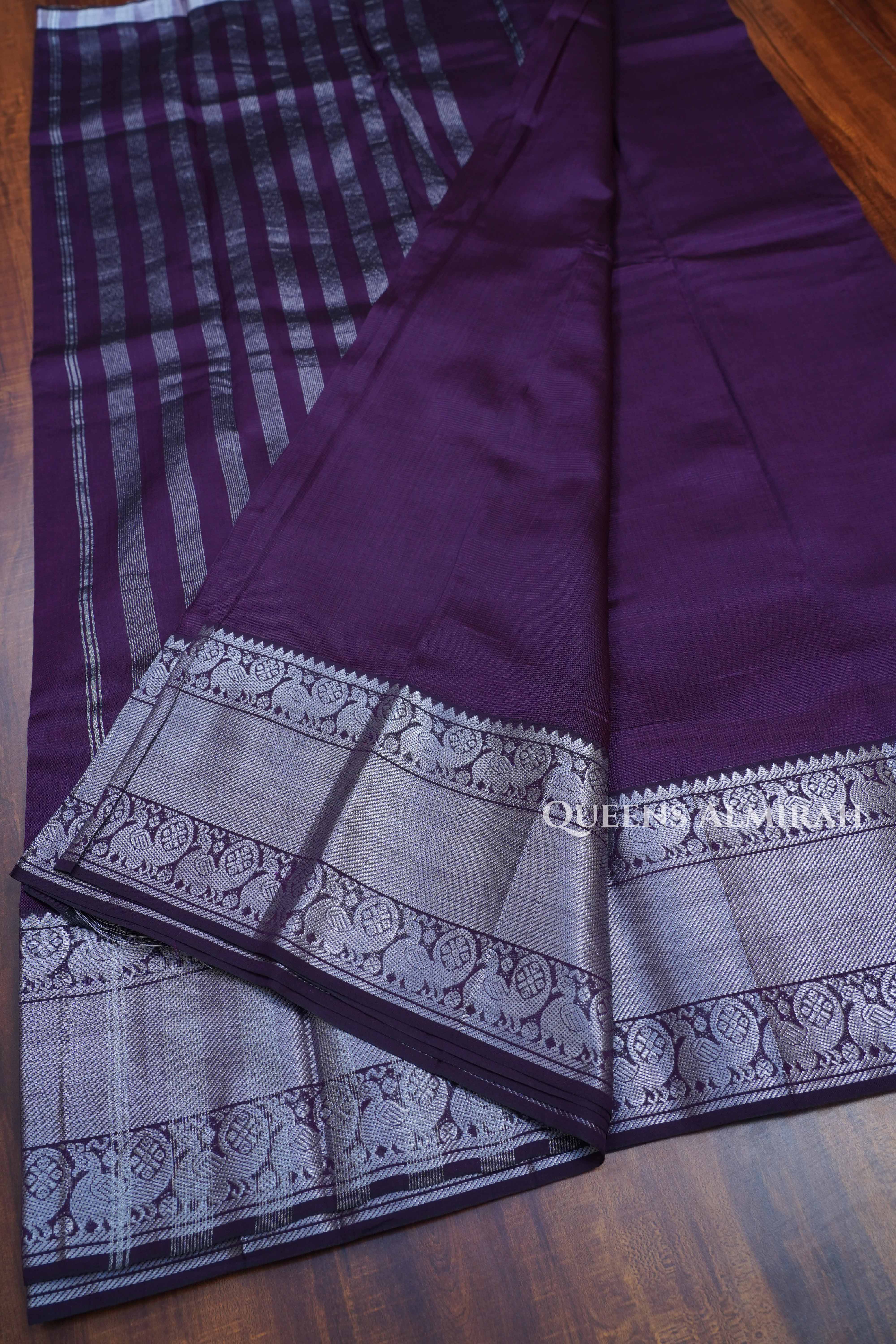 Grape Purple Mangalgiri Saree