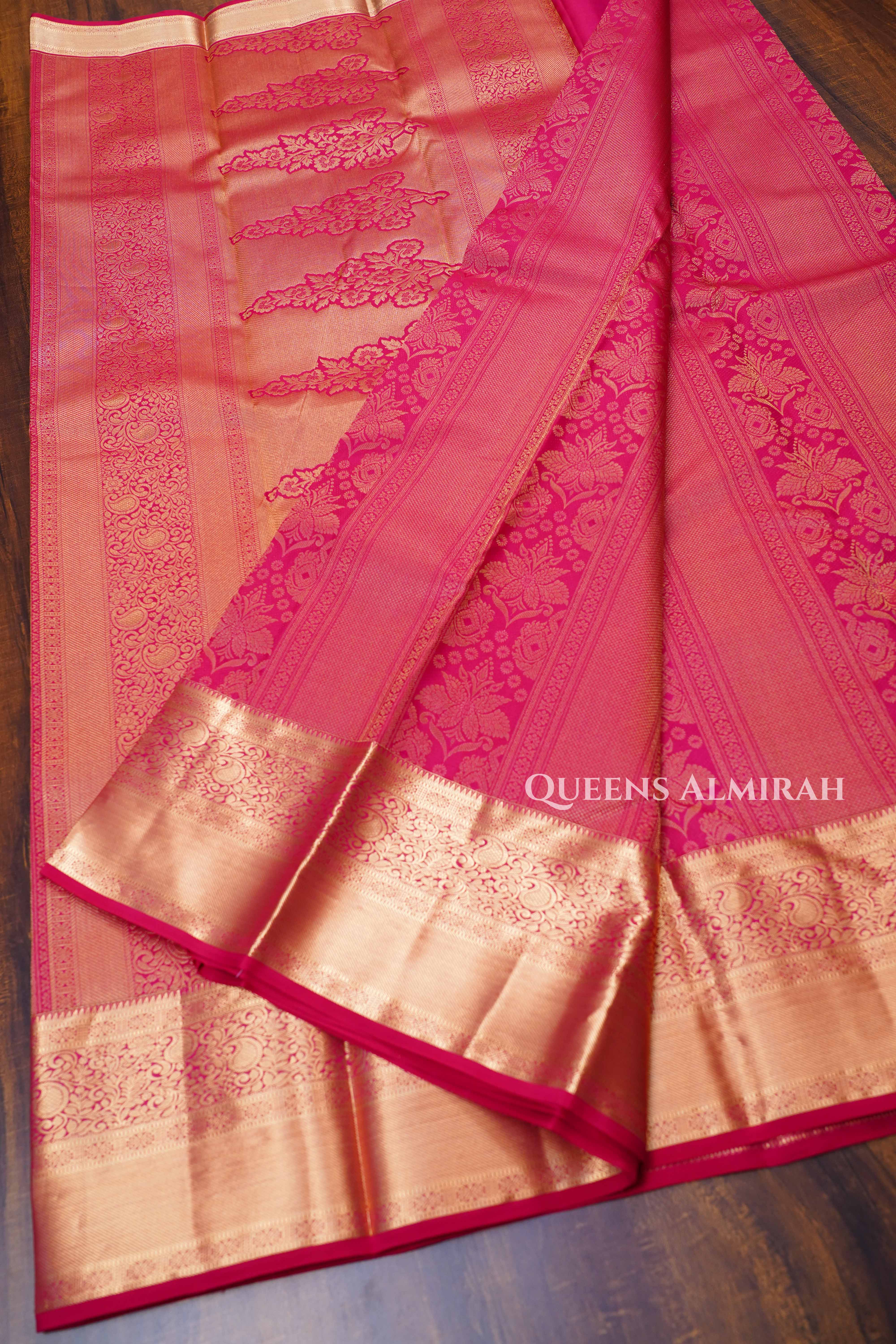 Dark Pink Pure Kanchivaram Silk Saree