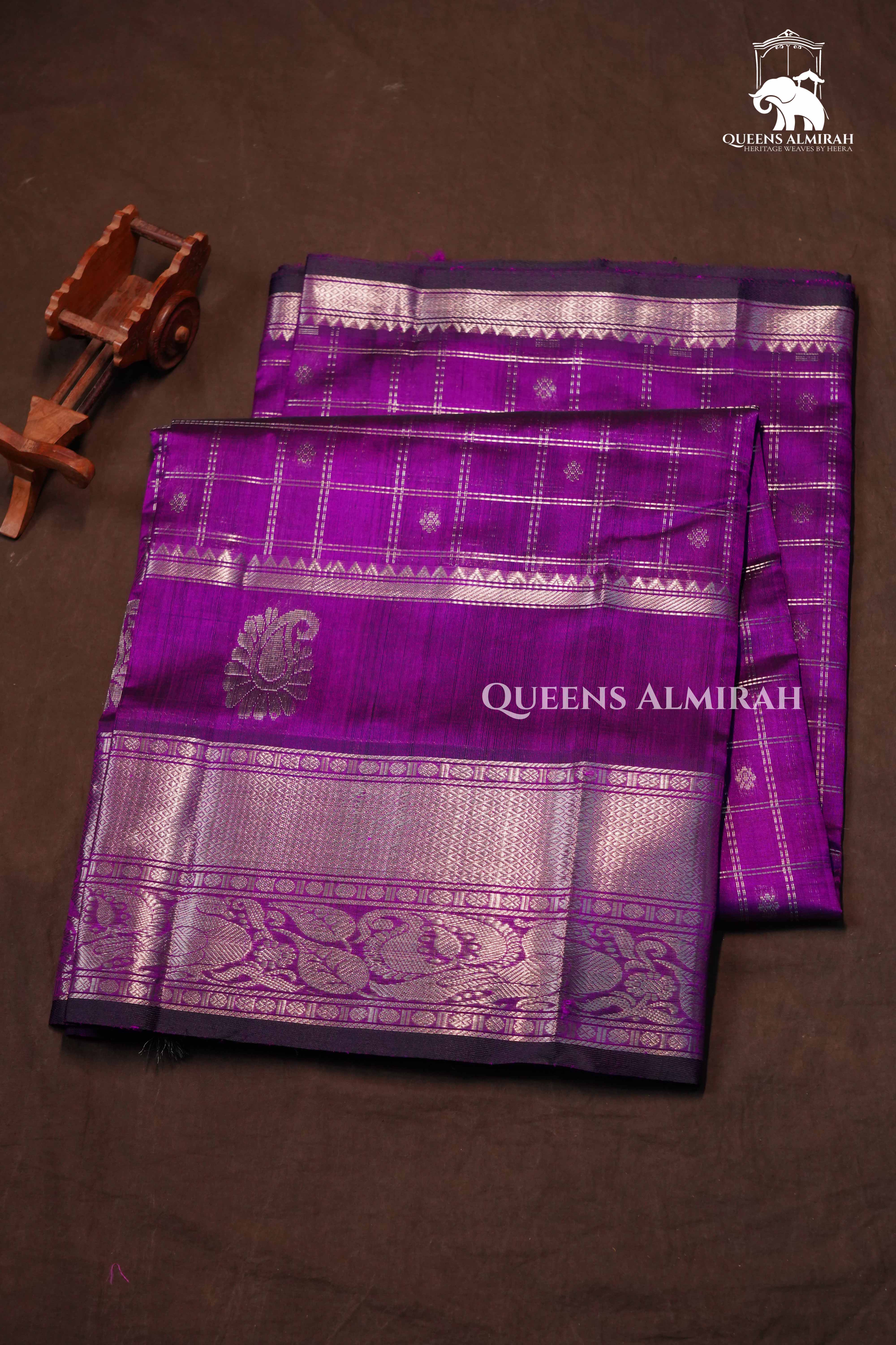 Vadamalli Purple Pure Kanchi Silk Cotton Saree