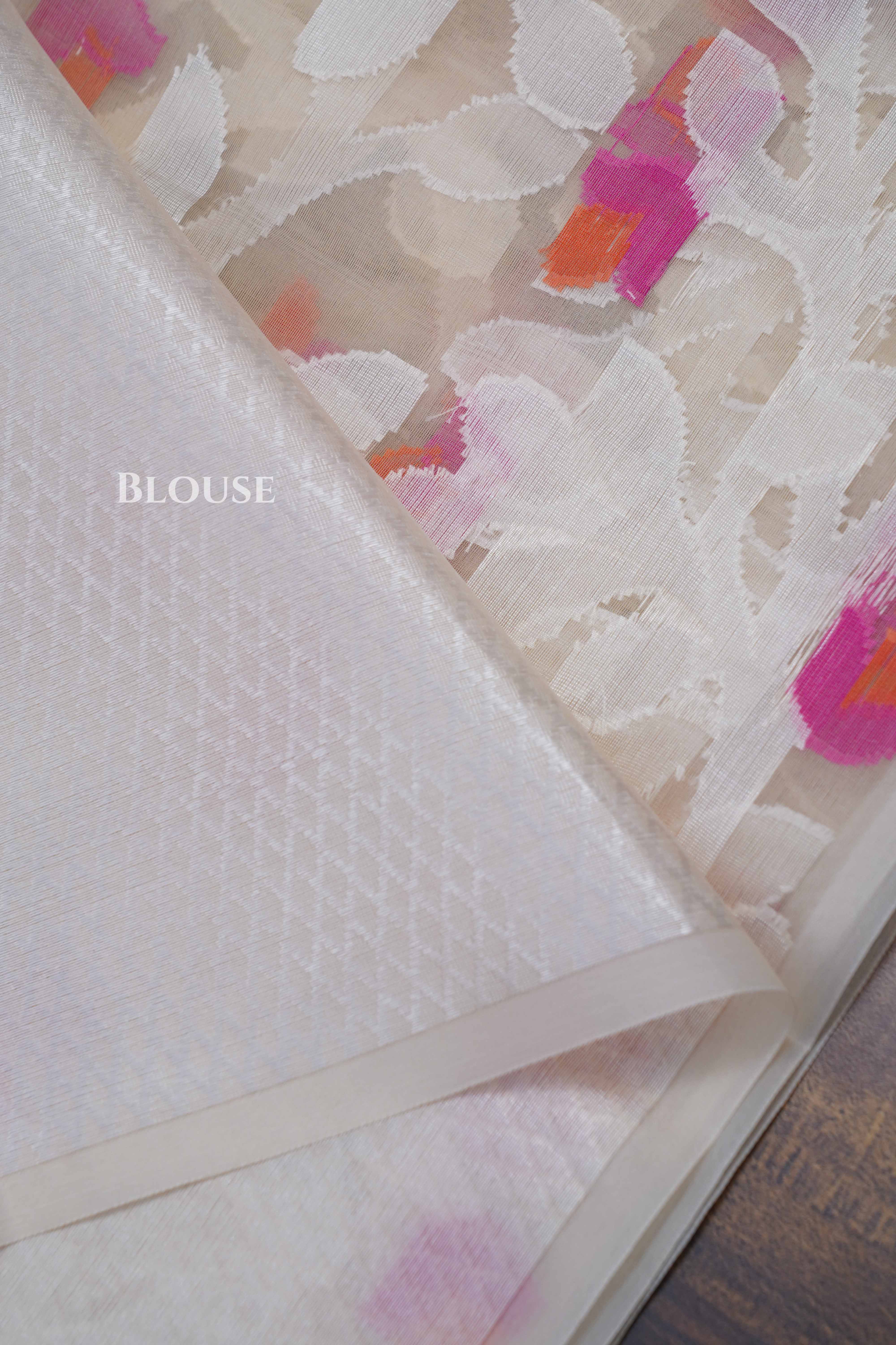 Pinkish Grey Muslin Jamdani Saree