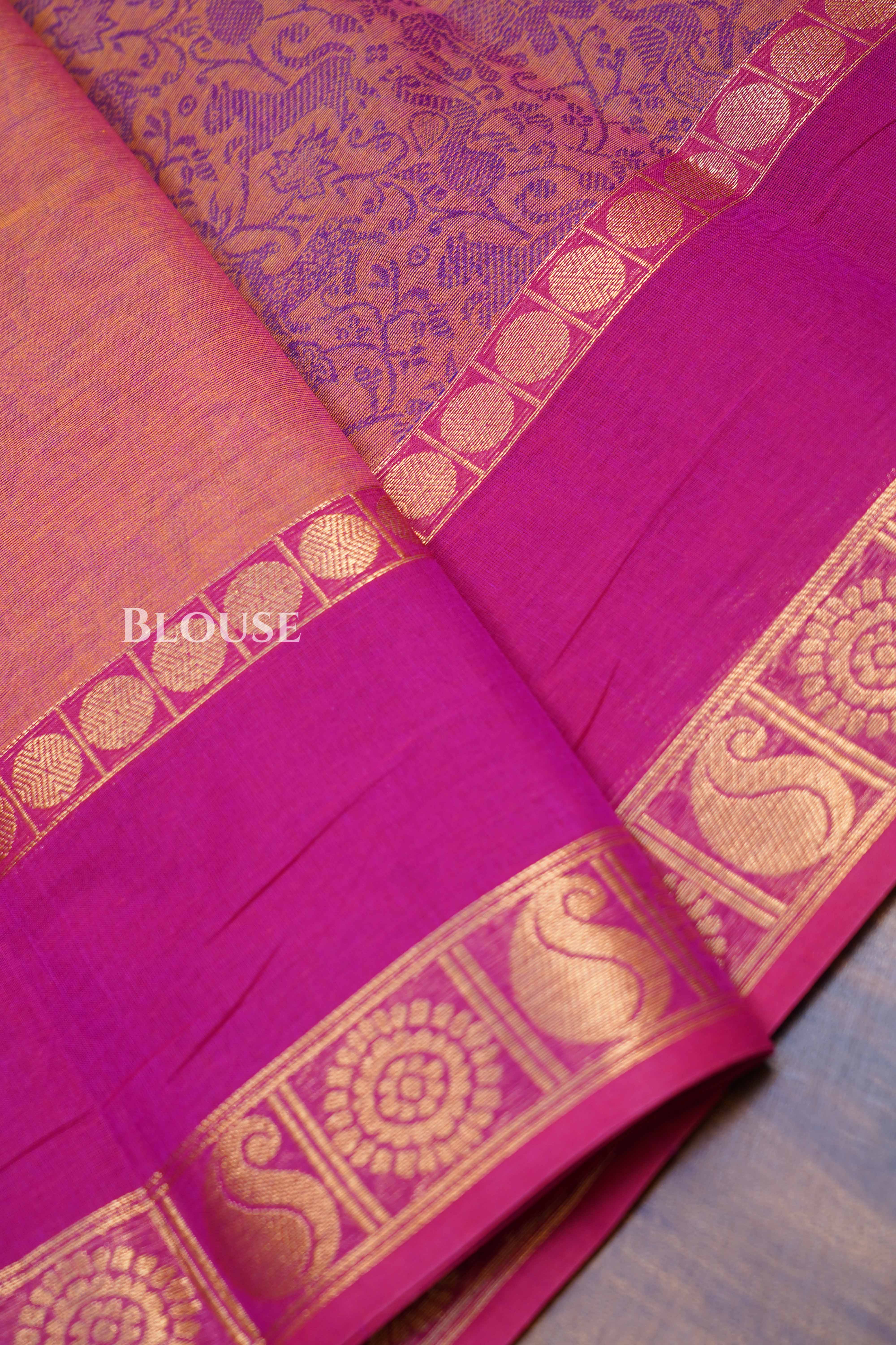 Peach Kanchi Cotton Saree