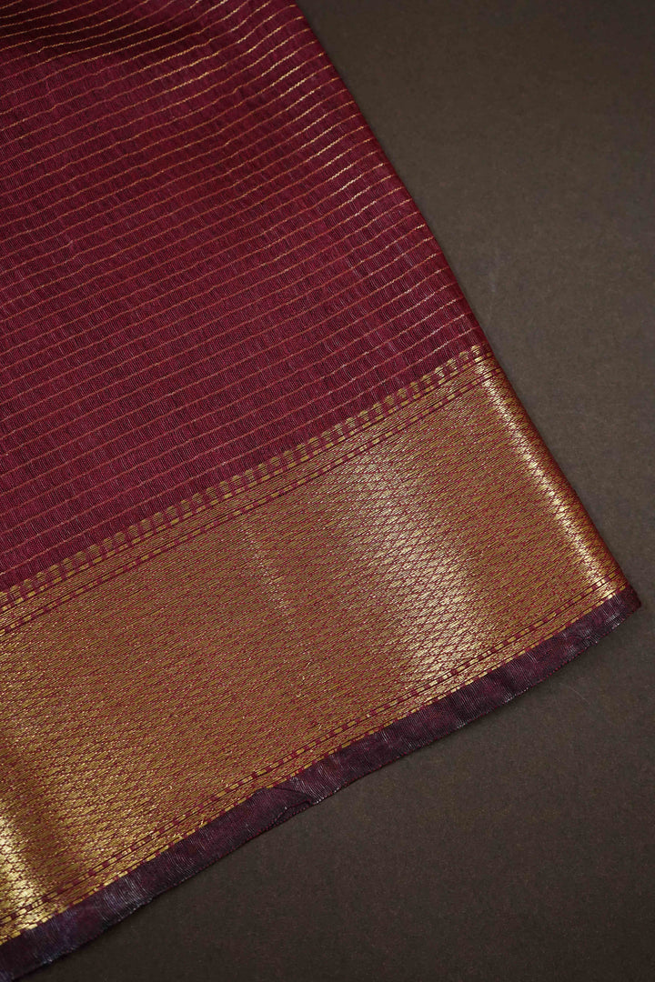 RED BROWN MAHESHWARI SAREE - Queens Jewel Emporium