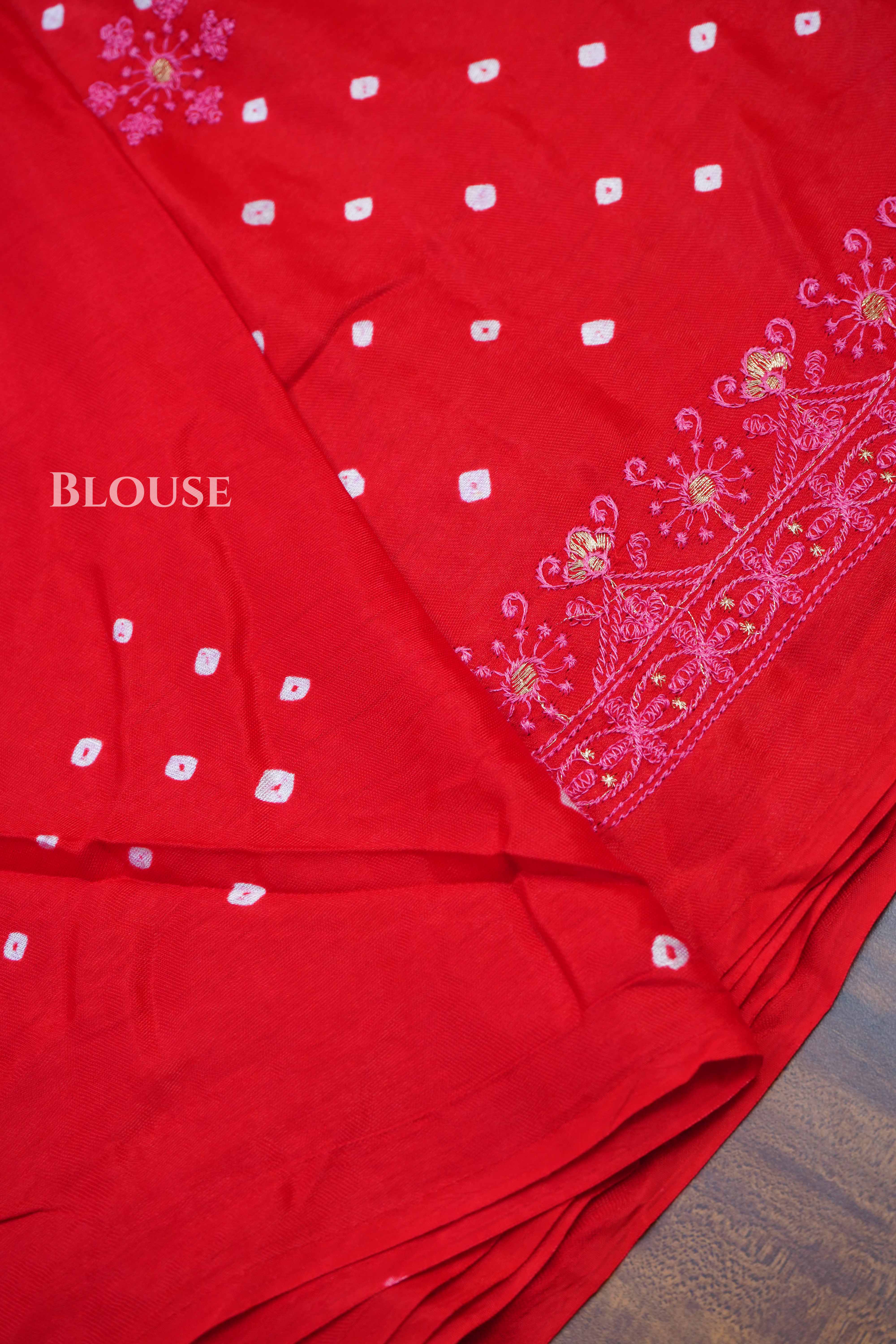 Red Modal Silk Saree