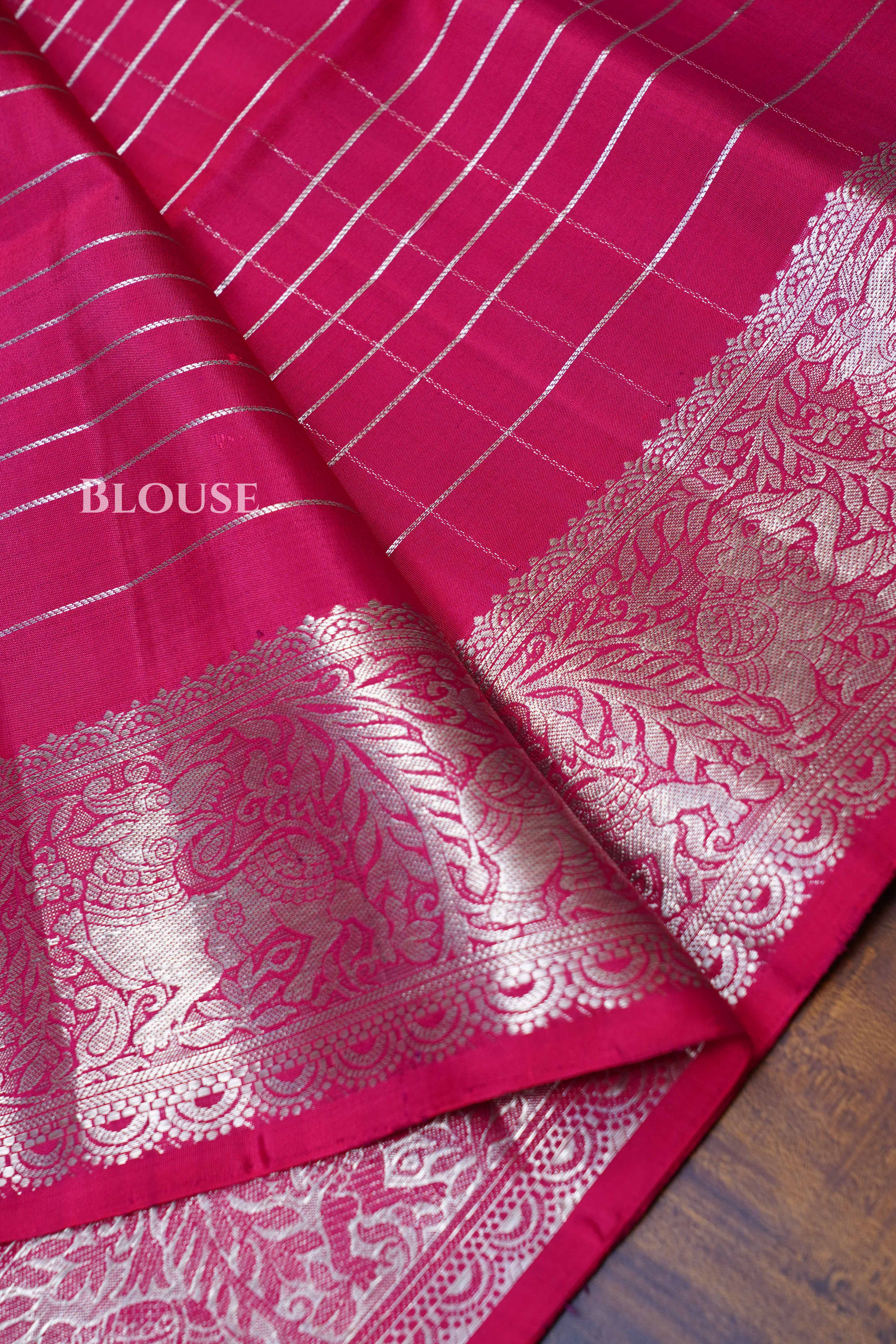 Dragon Fruit Pink Pure Soft Silk Saree