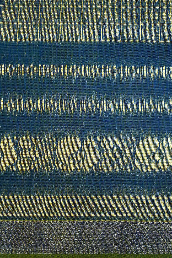 DUSKY SKY BLUE BROCADE SILK COTTON SAREE - Queens Jewel Emporium