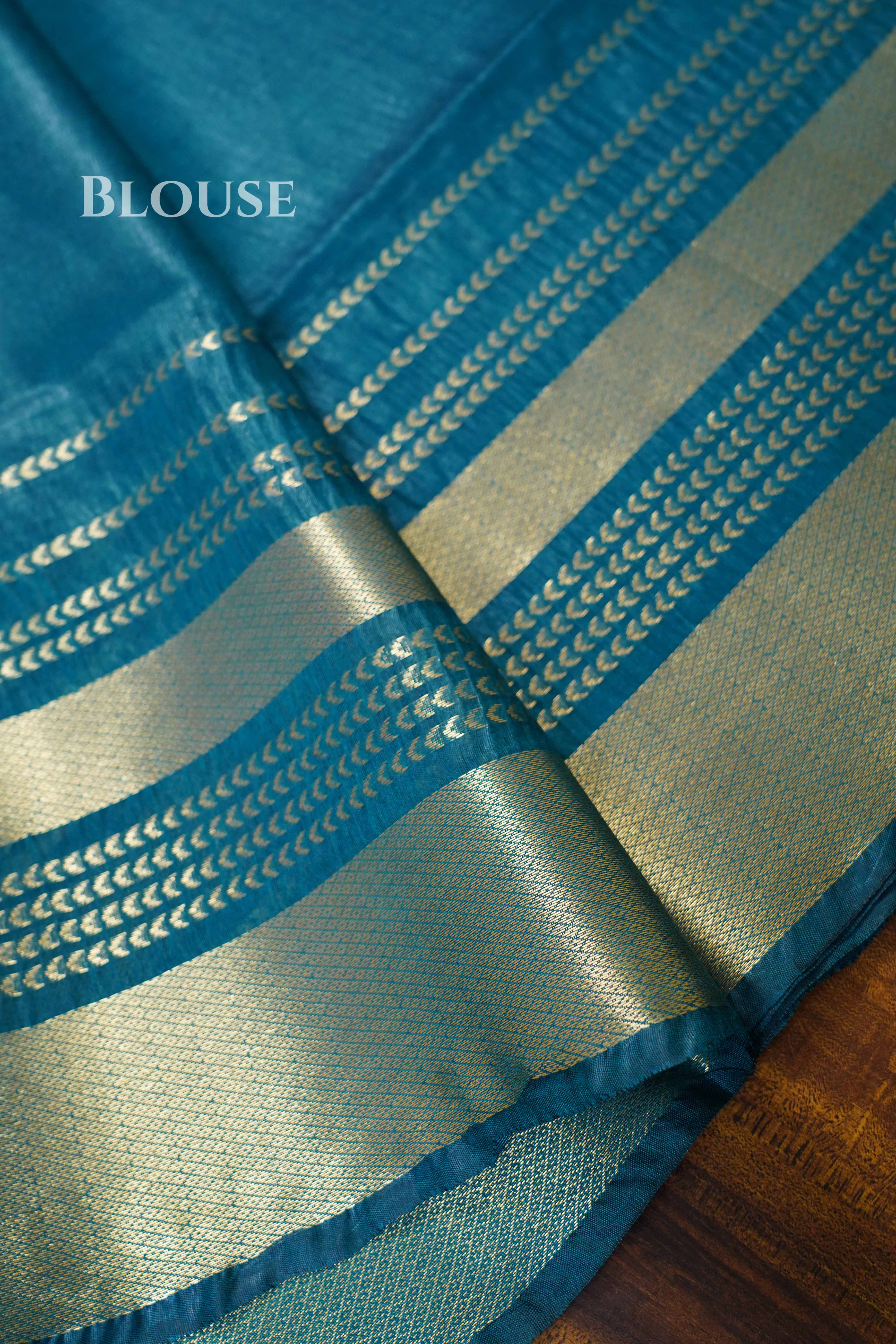 Peacock Blue Maheshwari saree QUEENS ALMIRAH