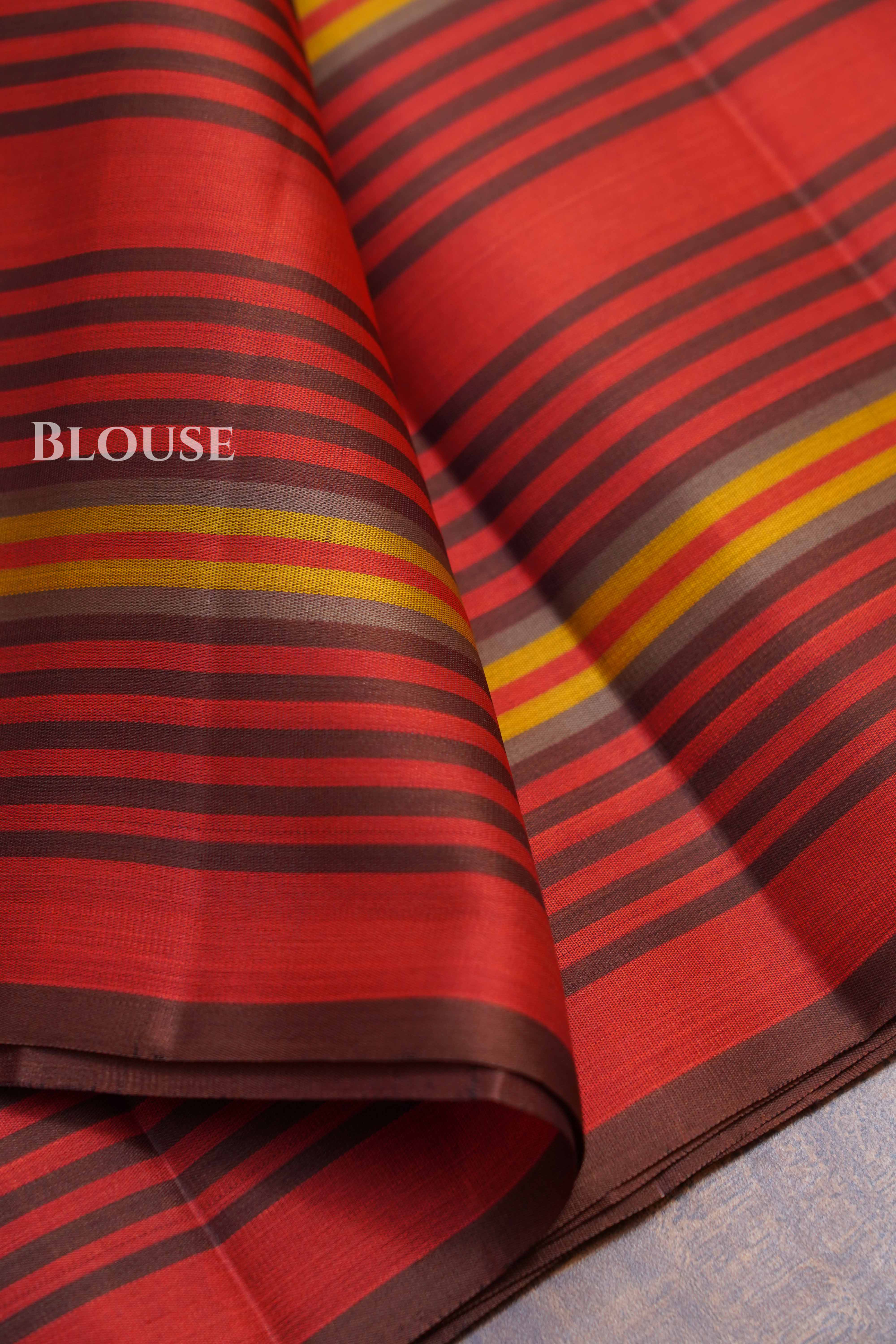 Cocoa Bean With Stripes Pure Soft Silk Saree
