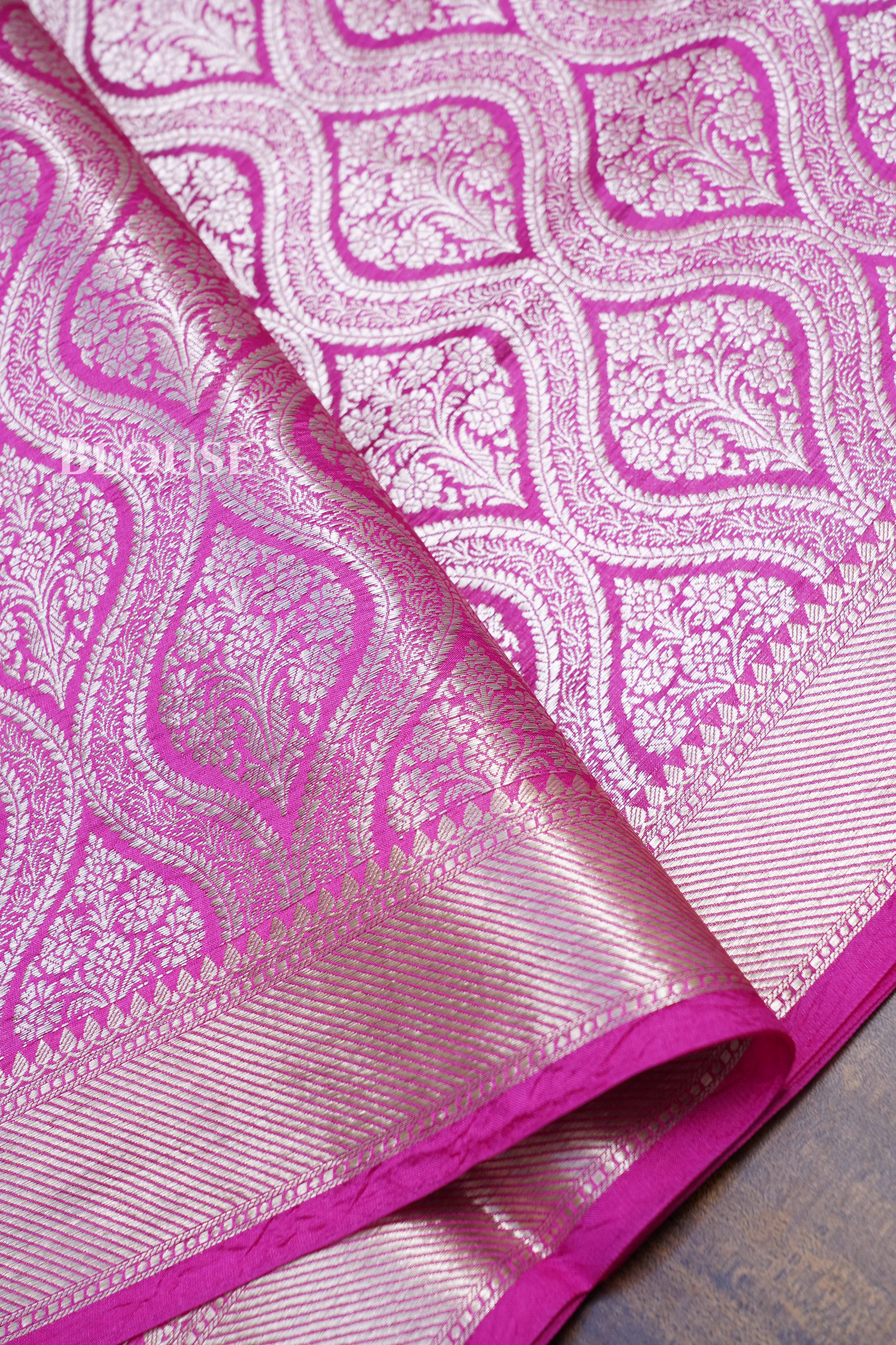 Magenta Pink Banarasi Silk Saree