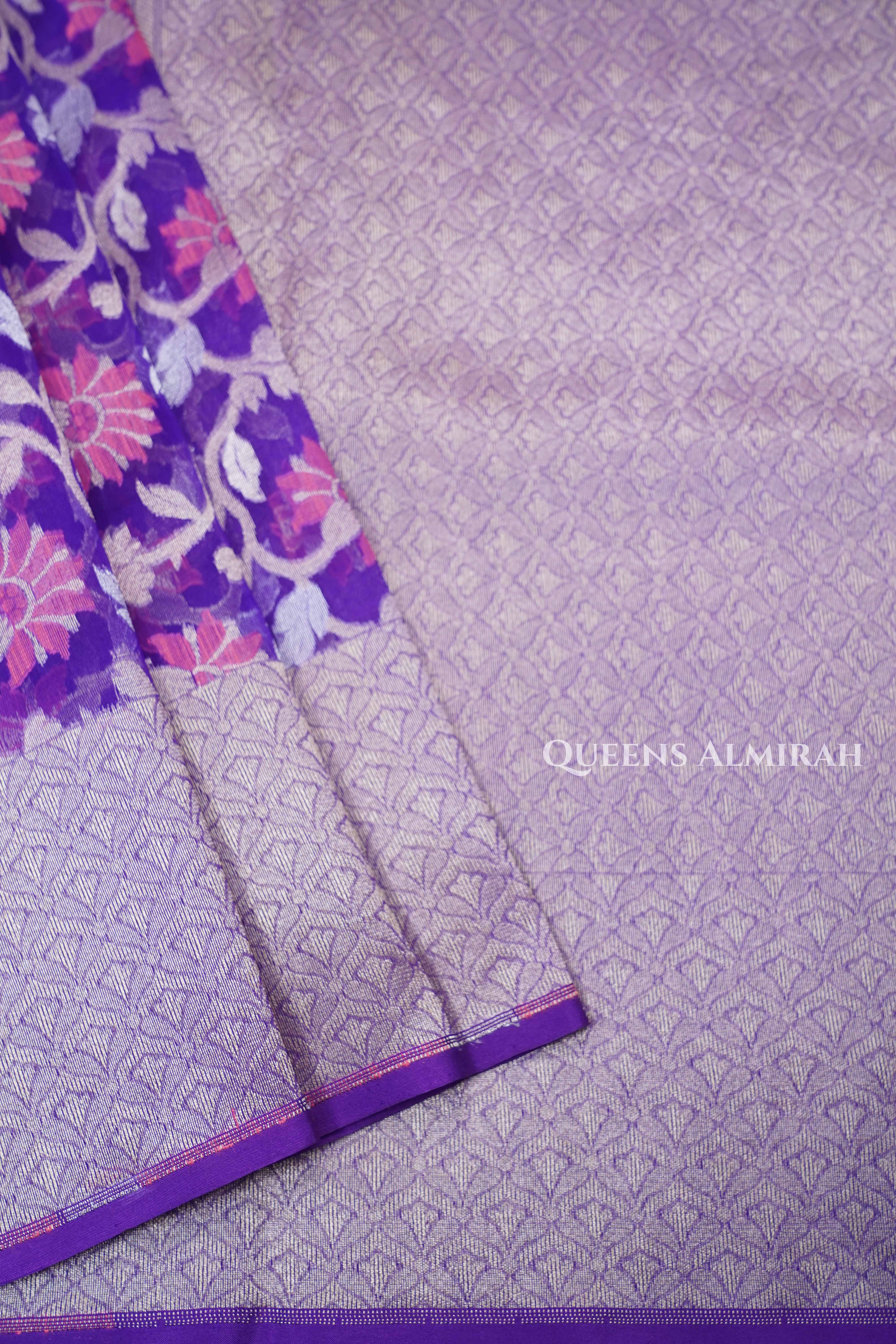 Purple Banarasi Organza Silk Saree