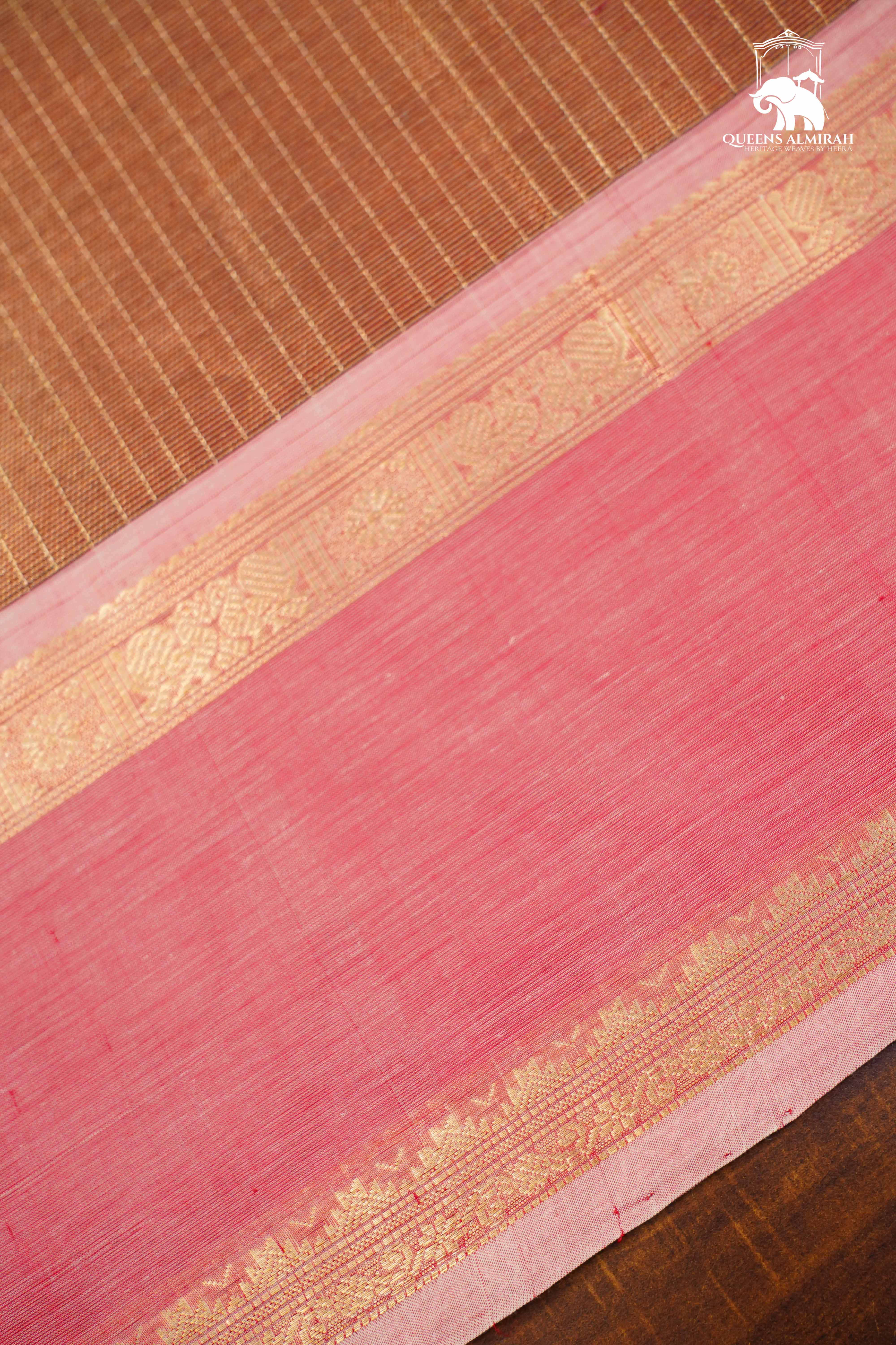 Dual Shade Of Pink -Royal Karaikudi Chettinad Tissue Silk Cotton Saree