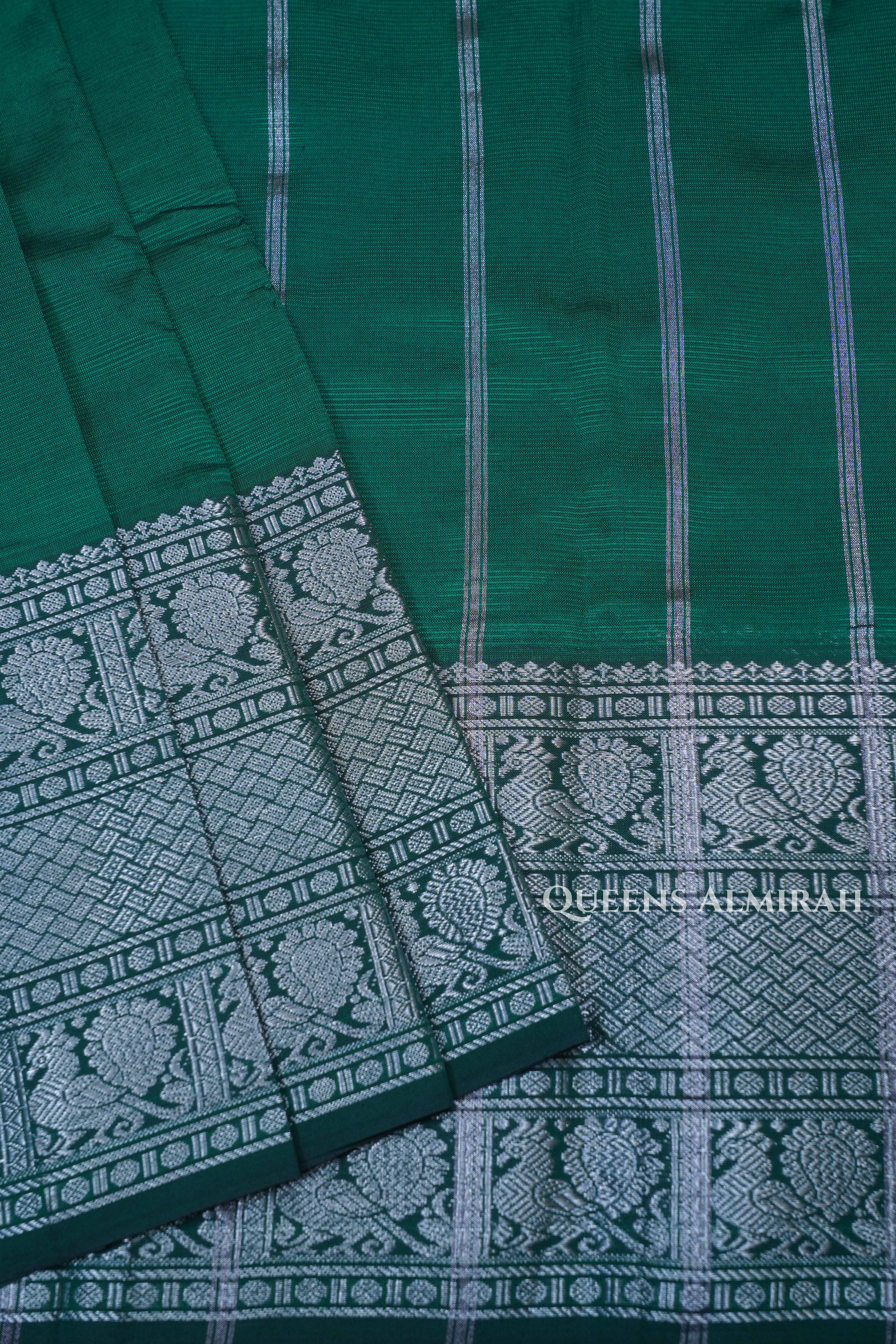Dark Green Mangalgiri Saree