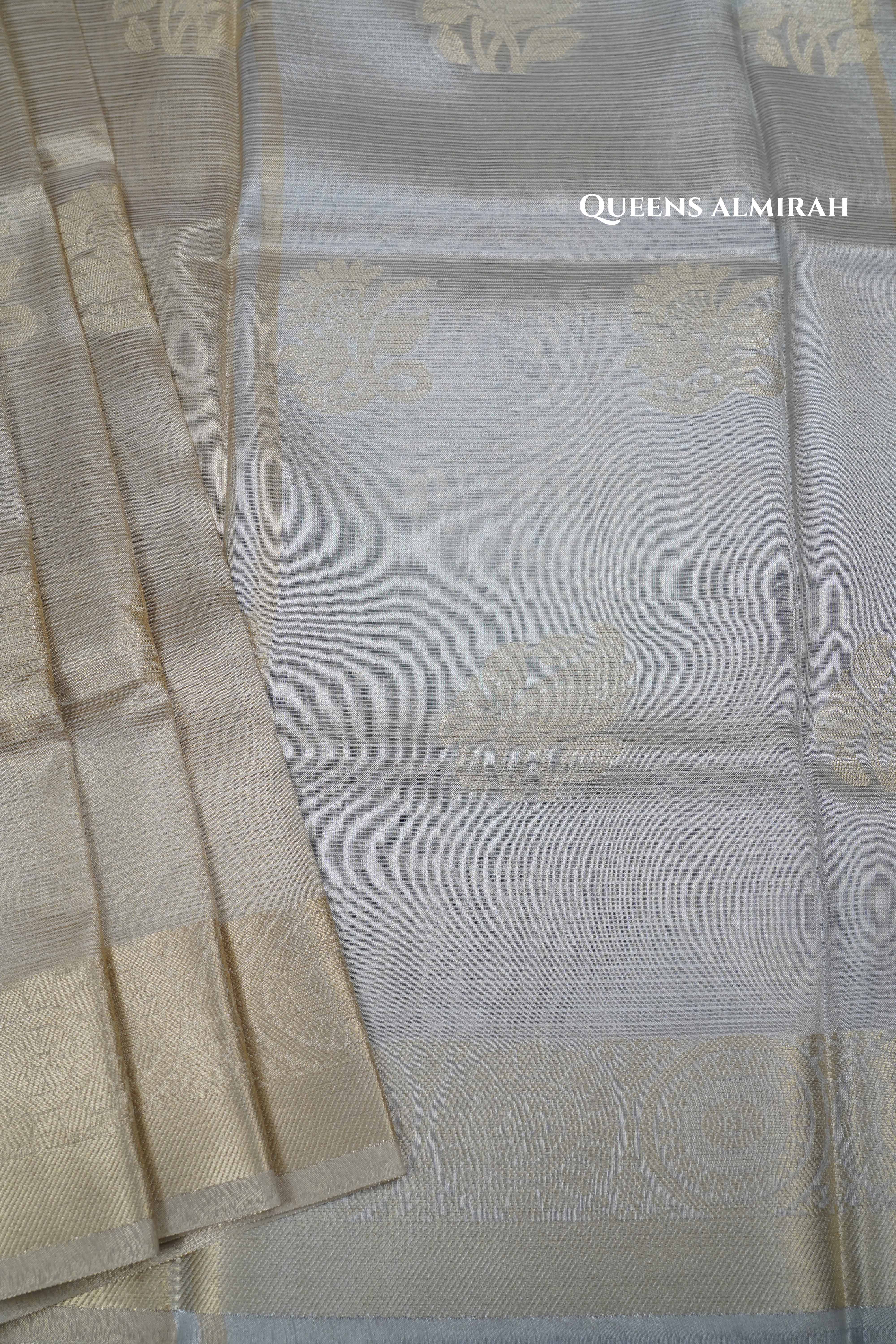 SILVER KOTA TISSUE SAREE 3 - Queens Jewel Emporium