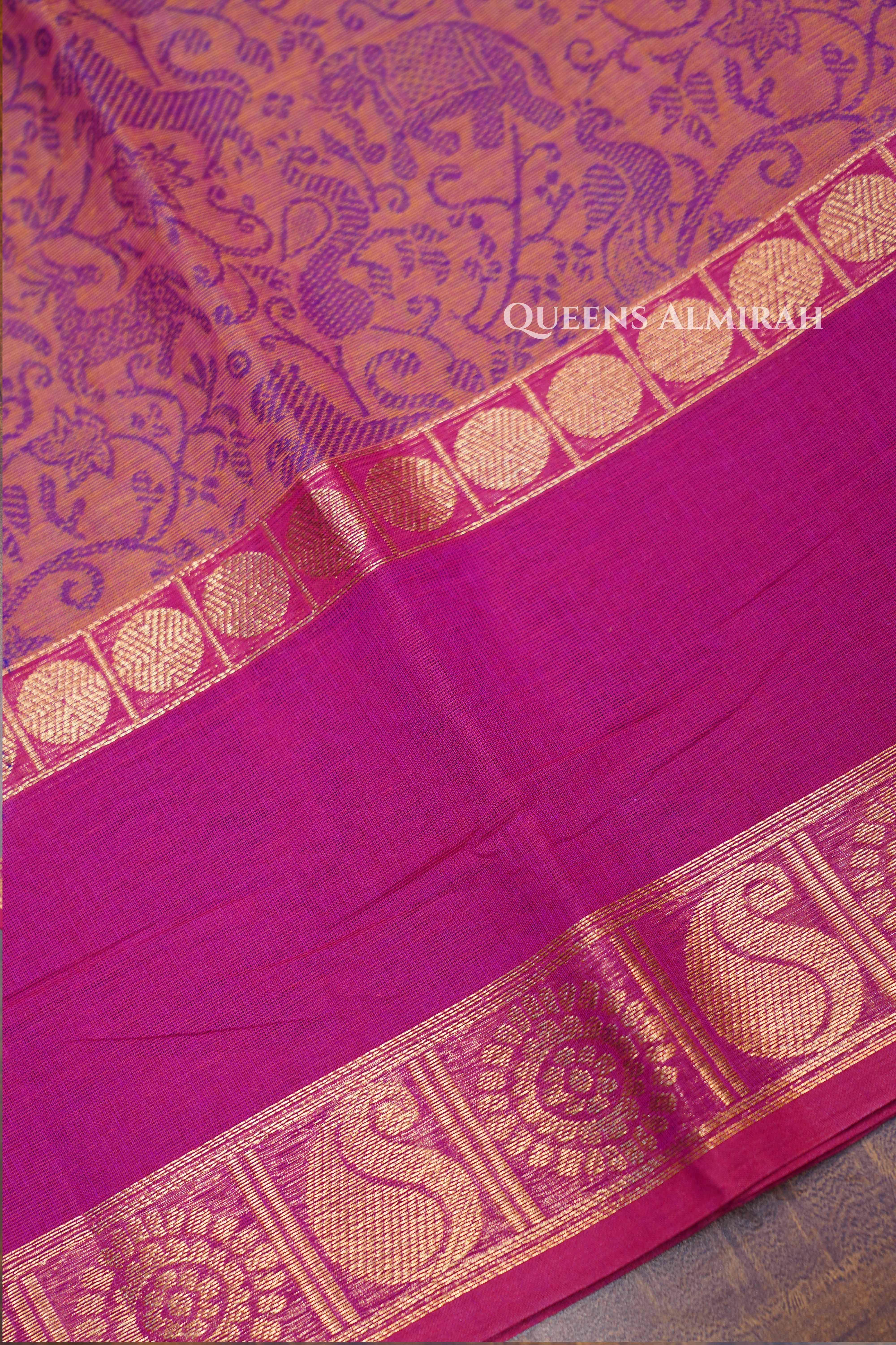 Peach Kanchi Cotton Saree