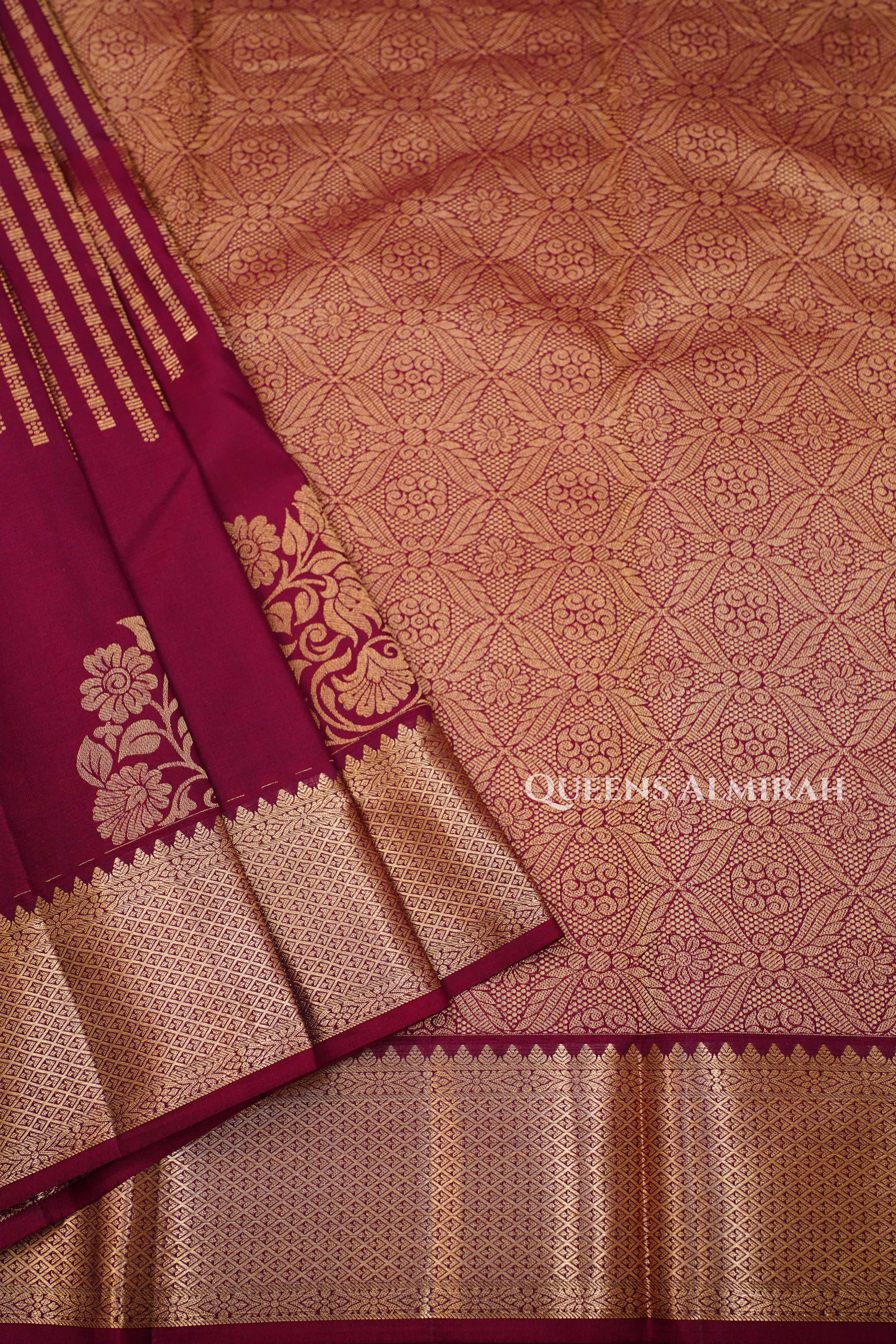 Maroon Pure Kanchivaram Silk Saree