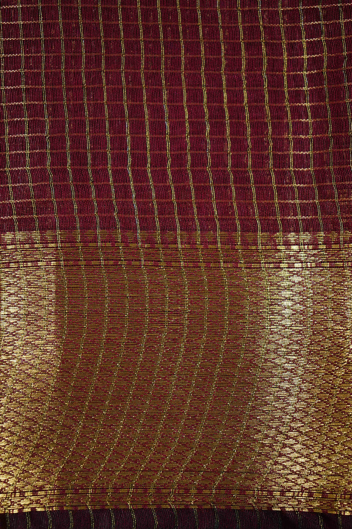 RED BROWN MAHESHWARI SAREE - Queens Jewel Emporium