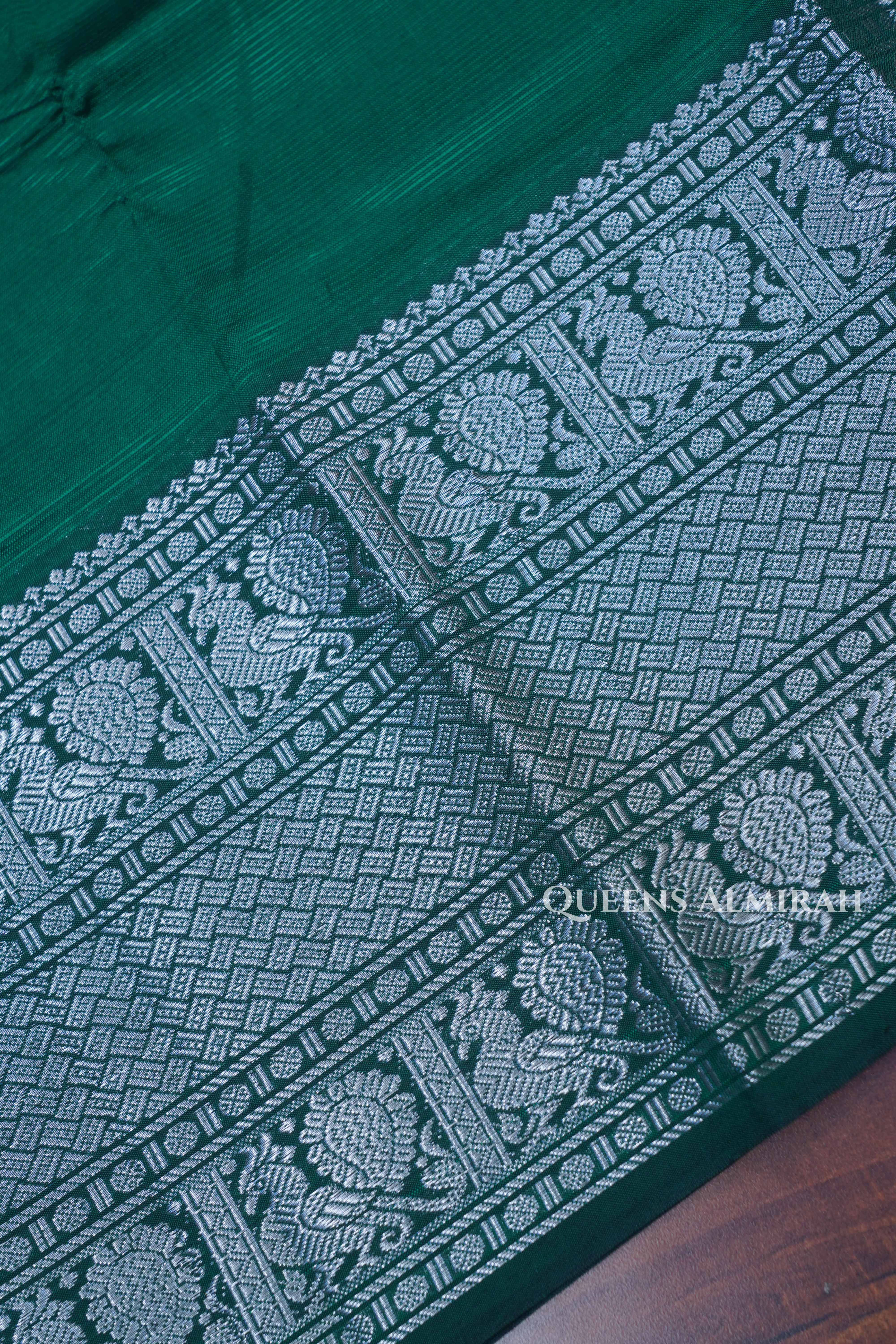 Dark Green Mangalgiri Saree