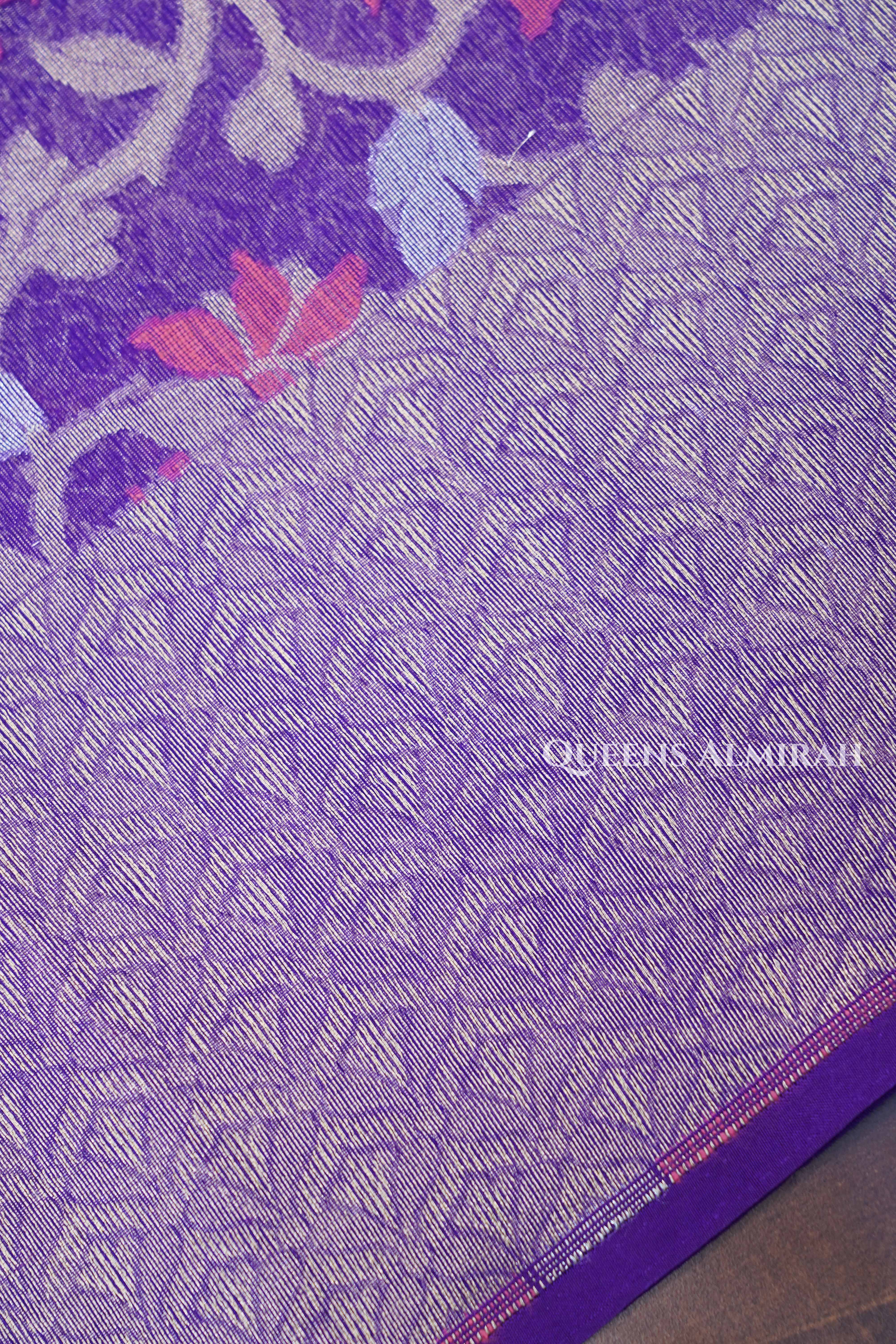 Purple Banarasi Organza Silk Saree