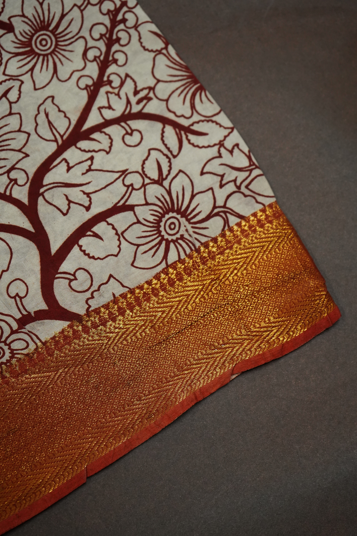 LEMON GINGER WITH ROSE VALE MANGALGIRI SAREE - Queens Jewel Emporium