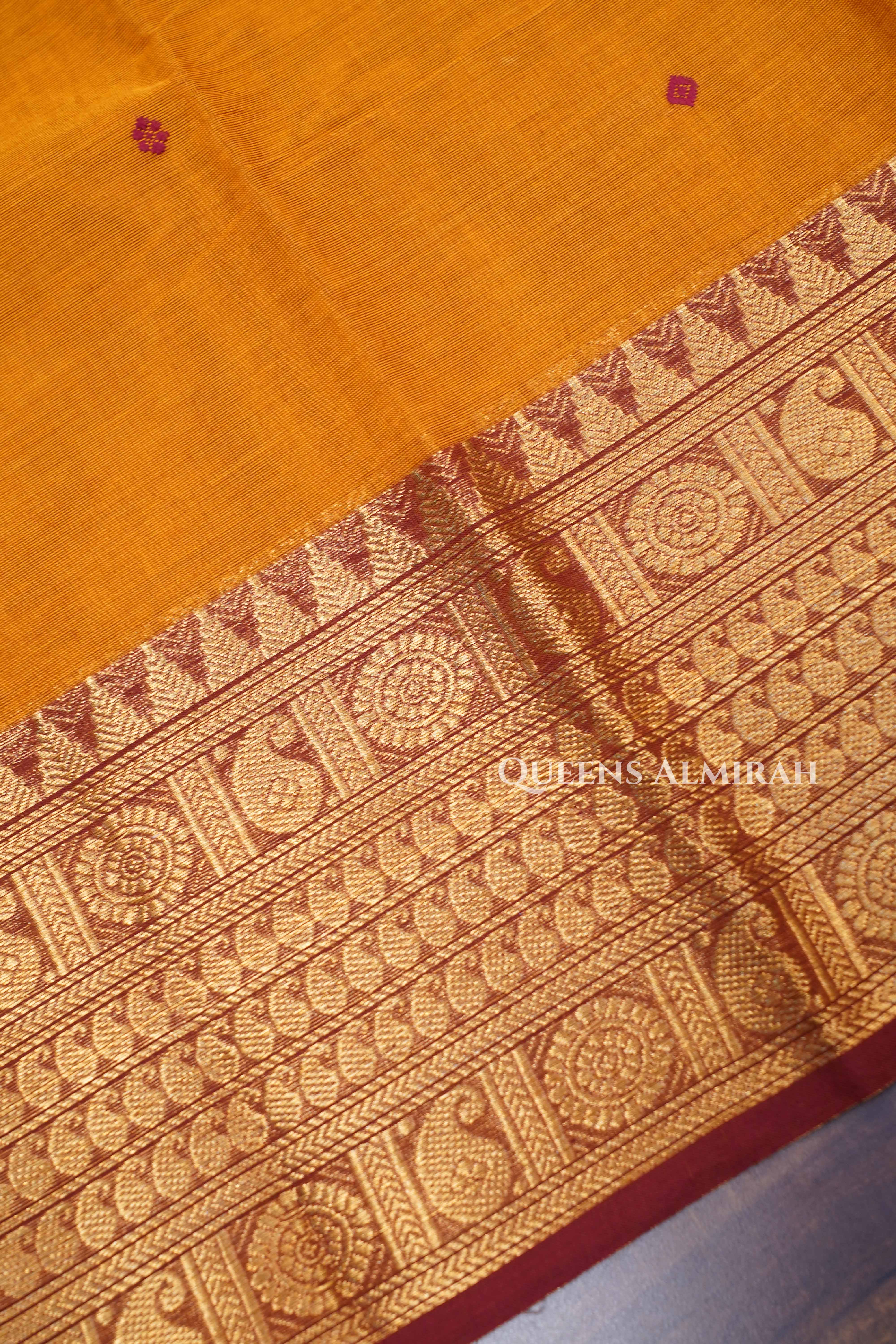 Papaya Orange Kanchi Cotton Saree