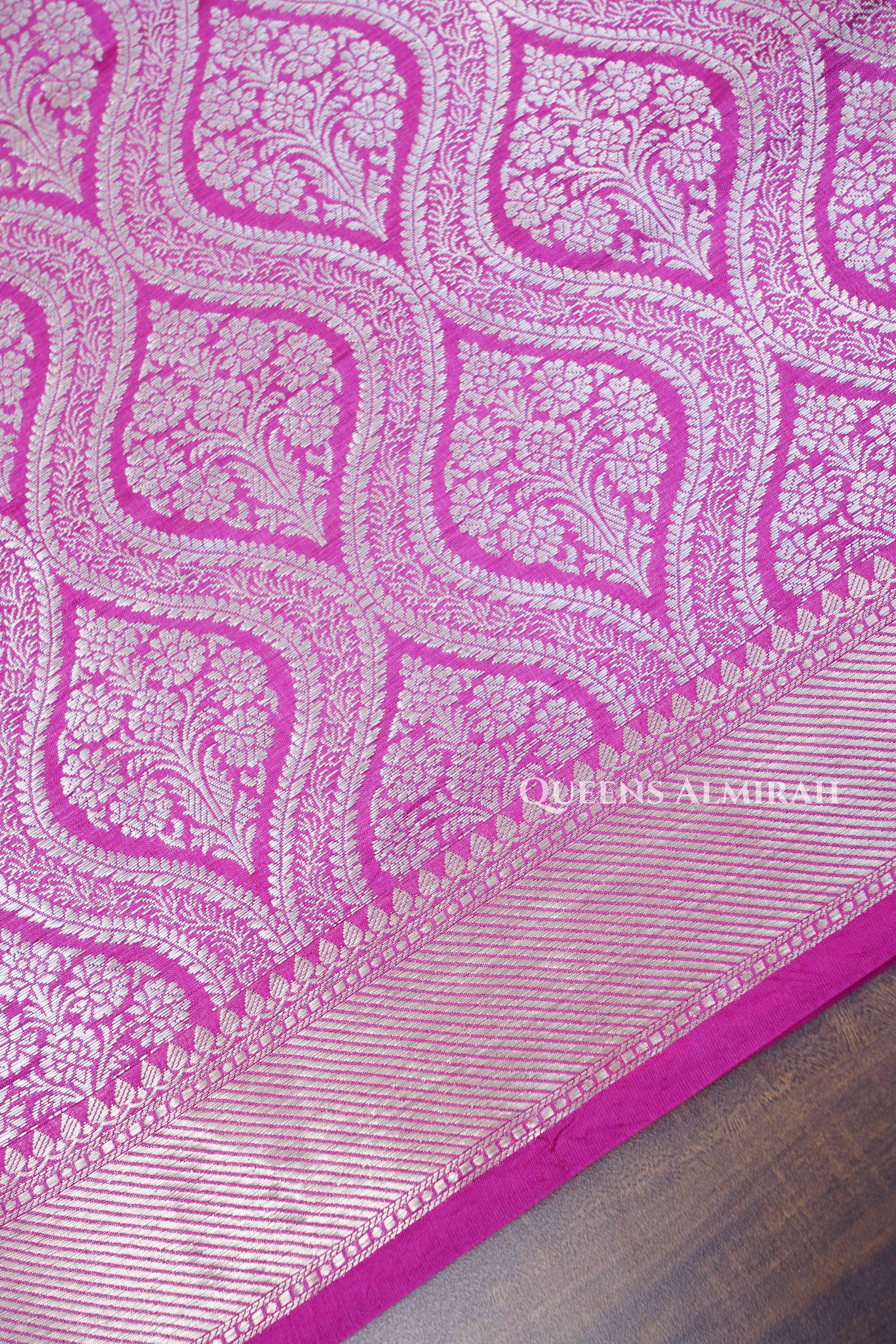 Magenta Pink Banarasi Silk Saree