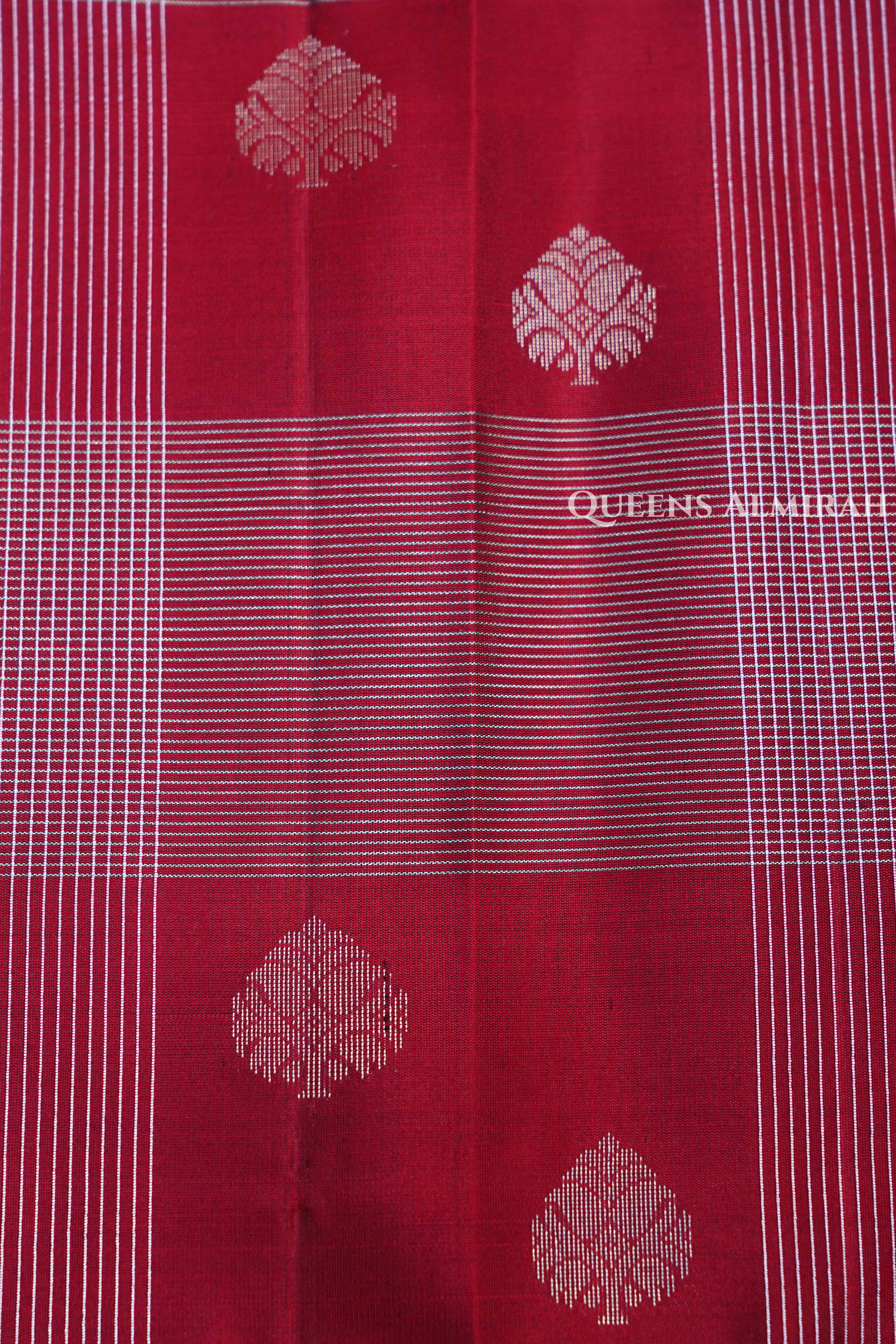 Wine Red With Yellow Pure Soft Silk Saree