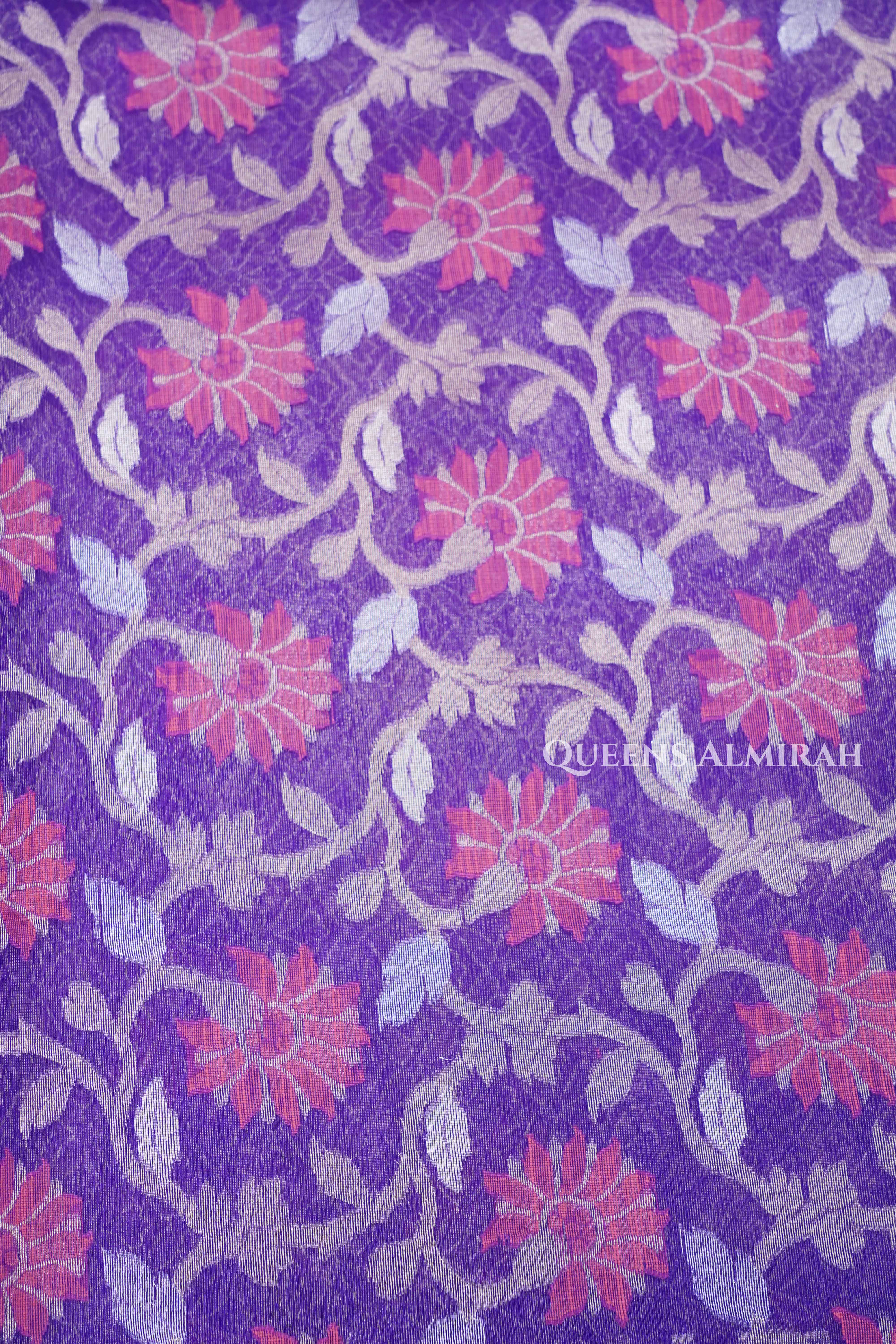 Purple Banarasi Organza Silk Saree