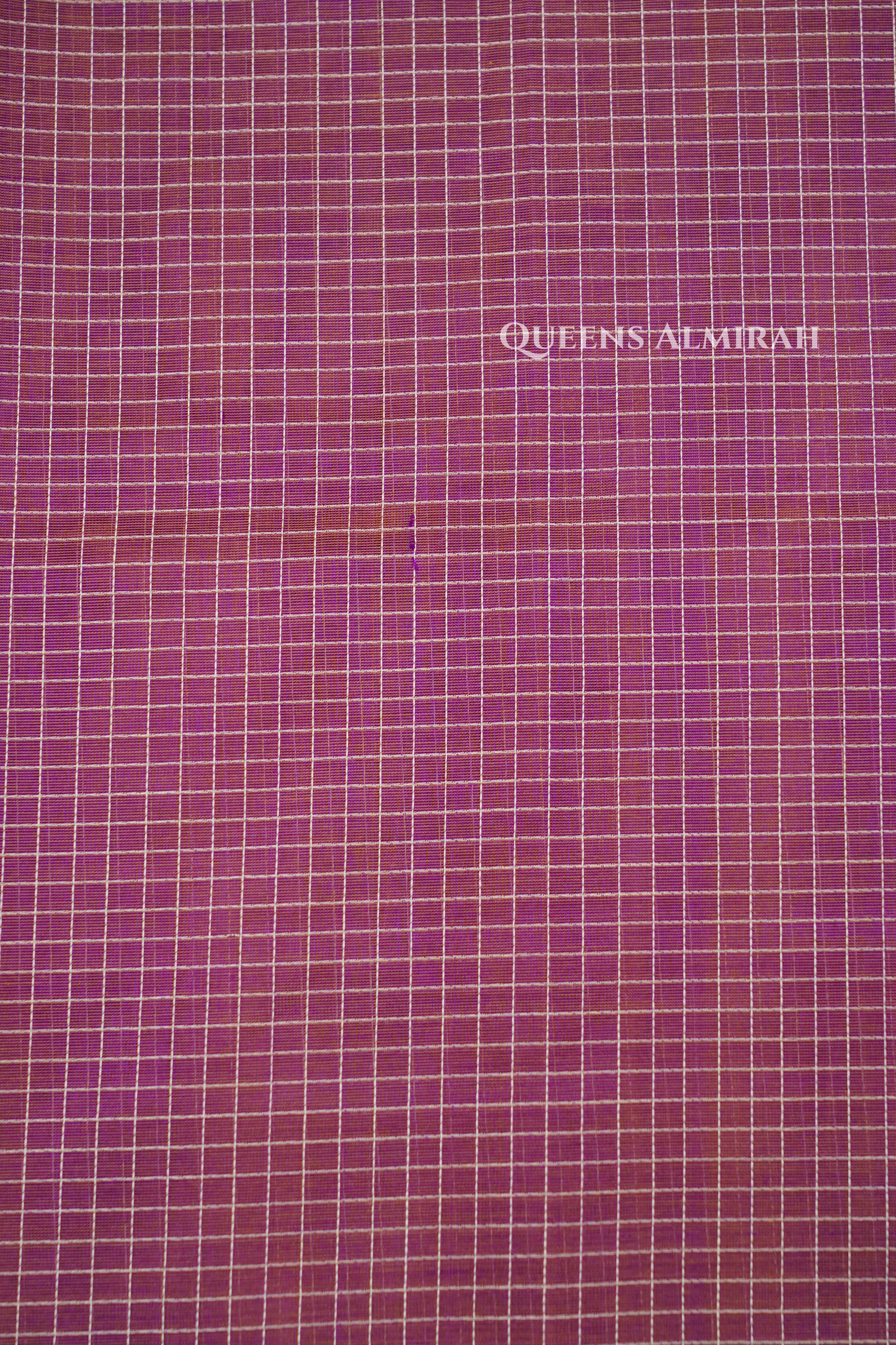 Pastel Pink With Dark Purple - Karaikudi Chettinad Silk Cotton Saree