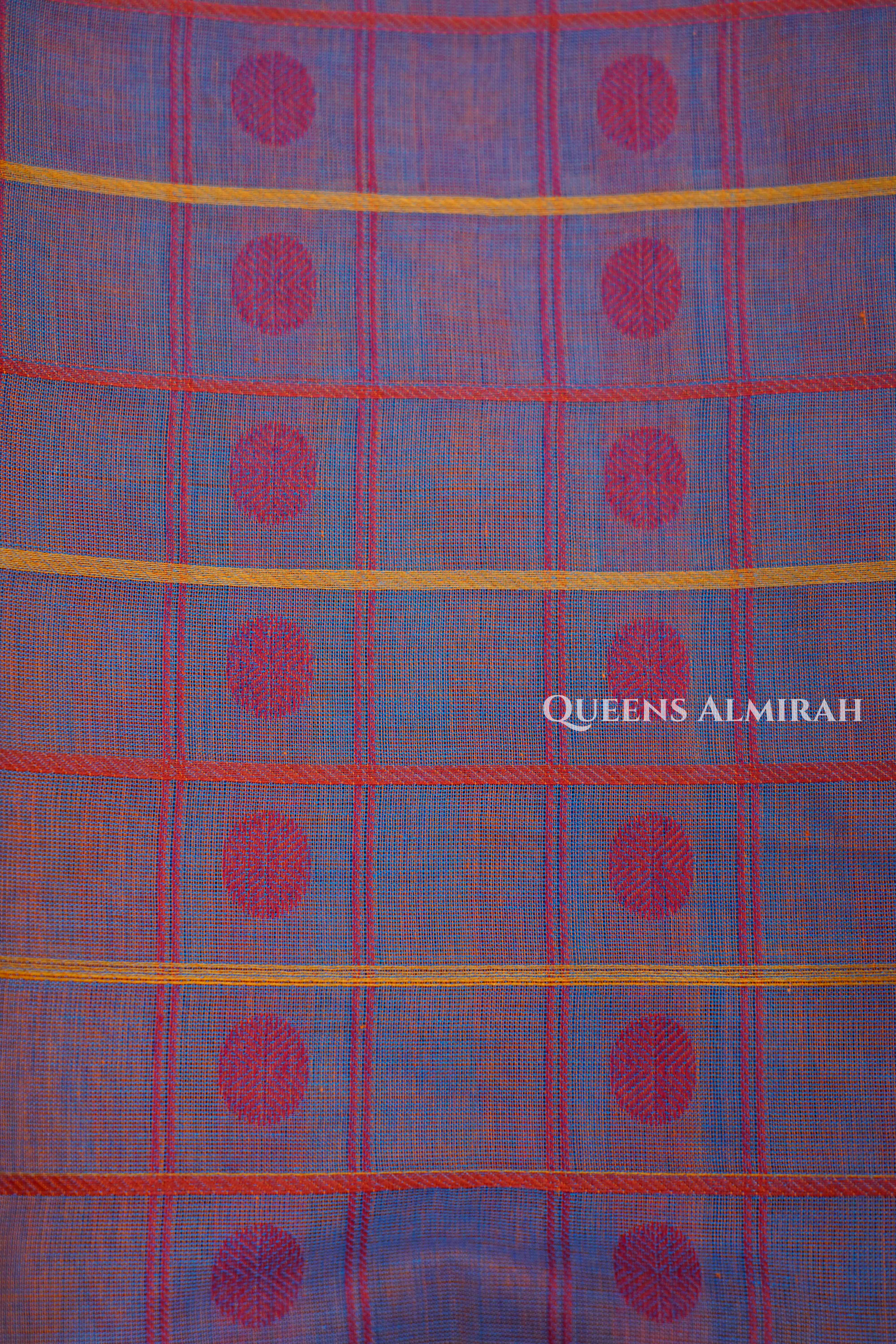 Dusky Purple With Orange  Chettinad Cotton Saree
