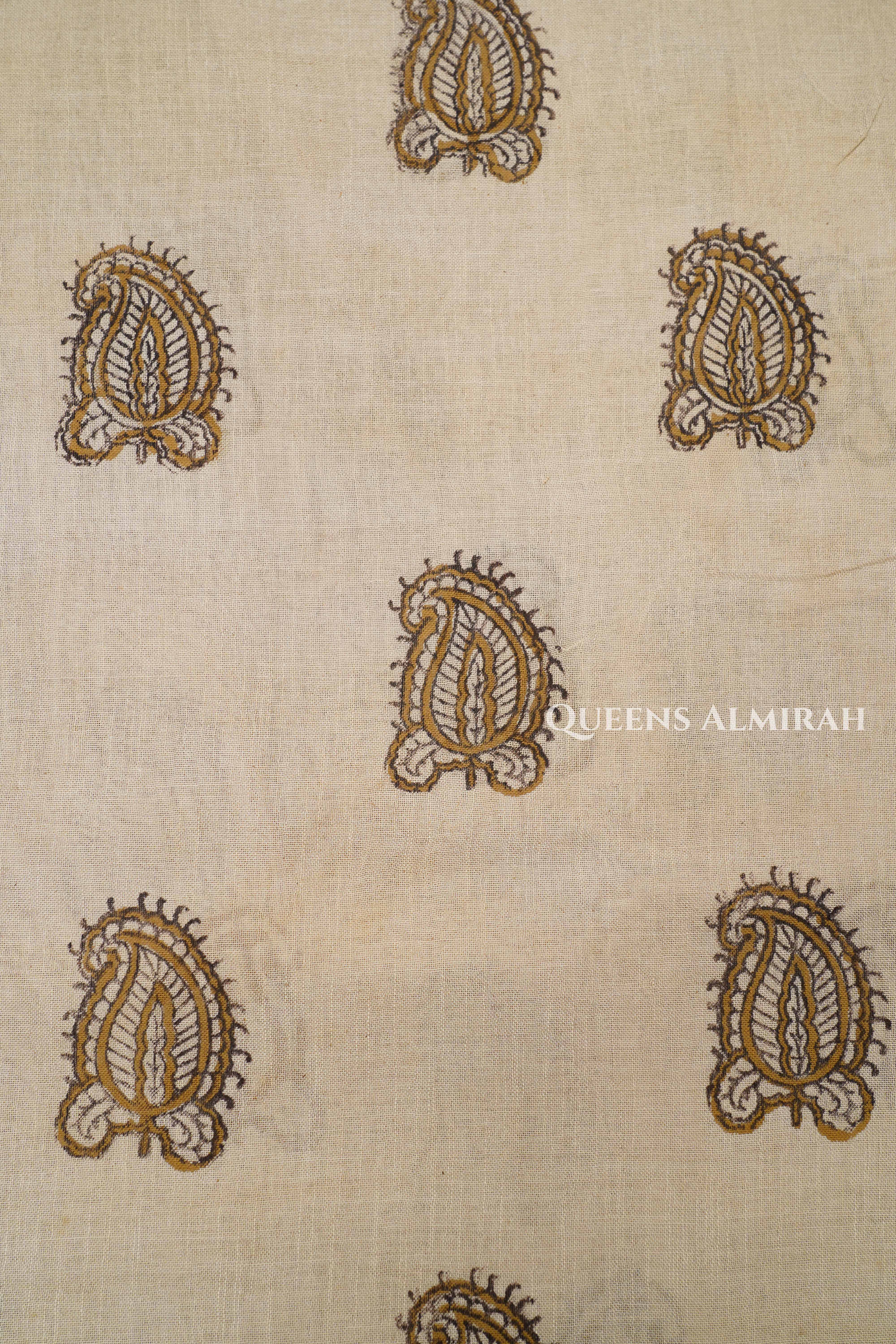 Pale Vanilla With Black Linen Cotton Saree