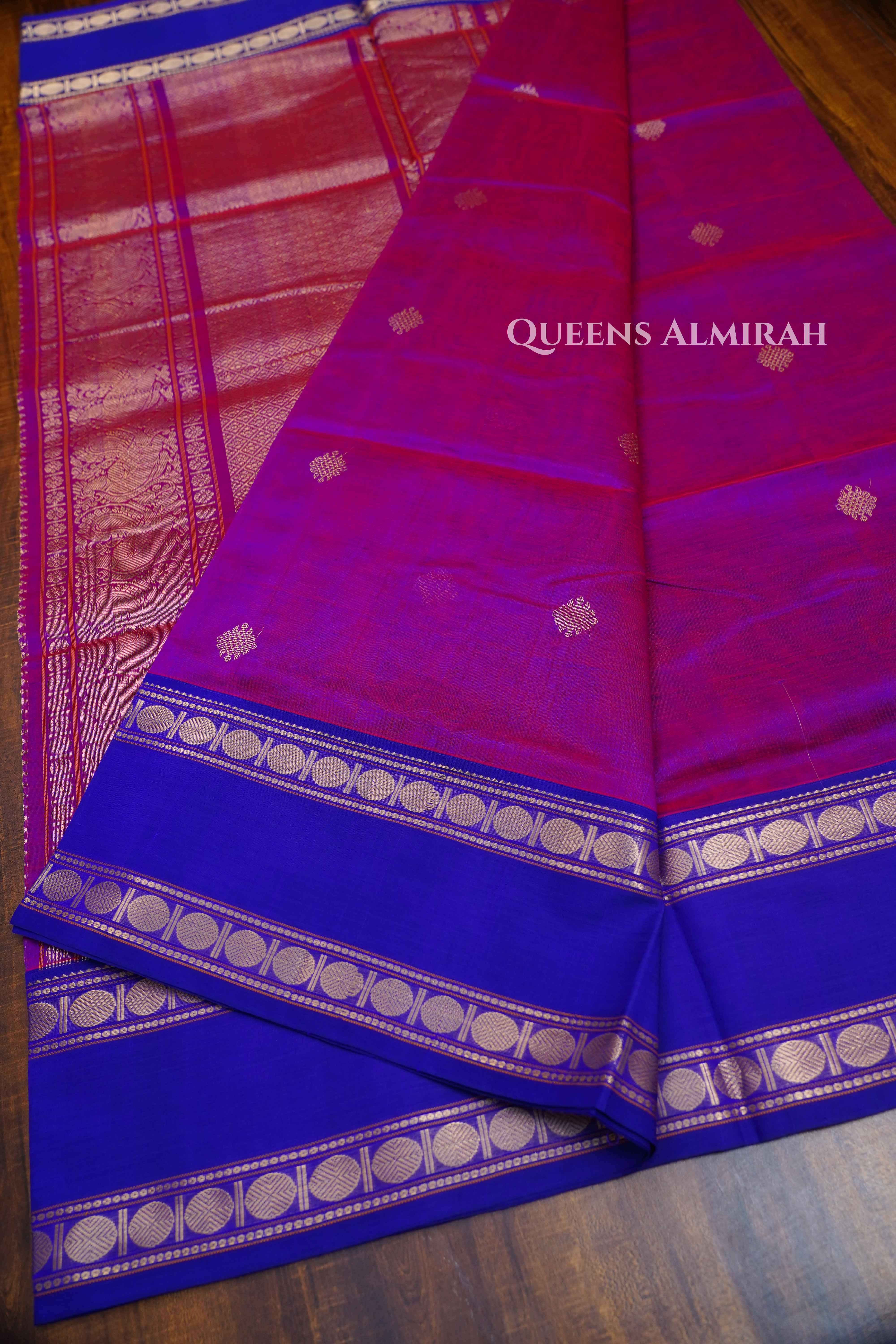 Magenta Purple Karaikudi Chettinad Silk Cotton Saree