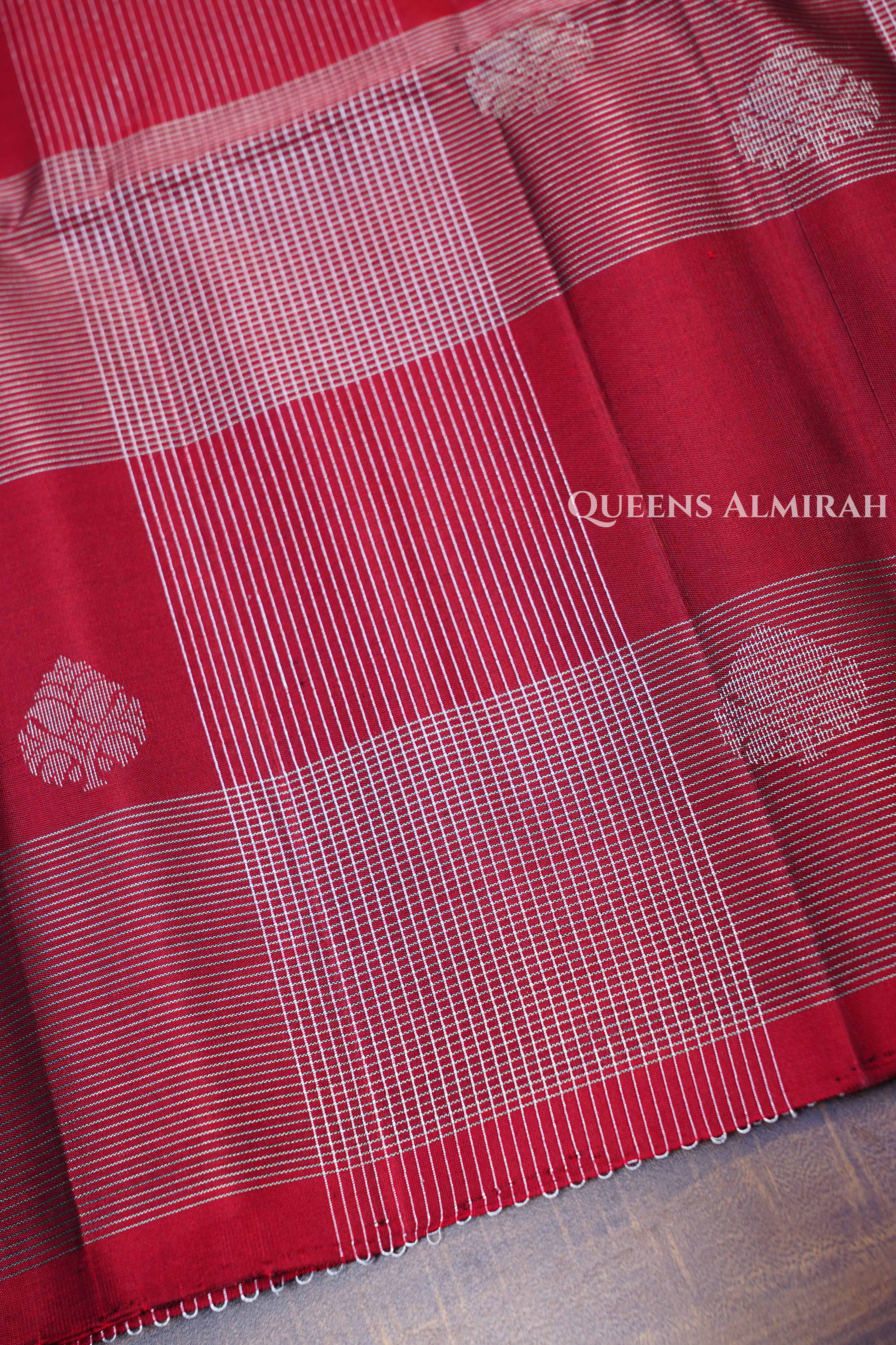 Wine Red With Yellow Pure Soft Silk Saree
