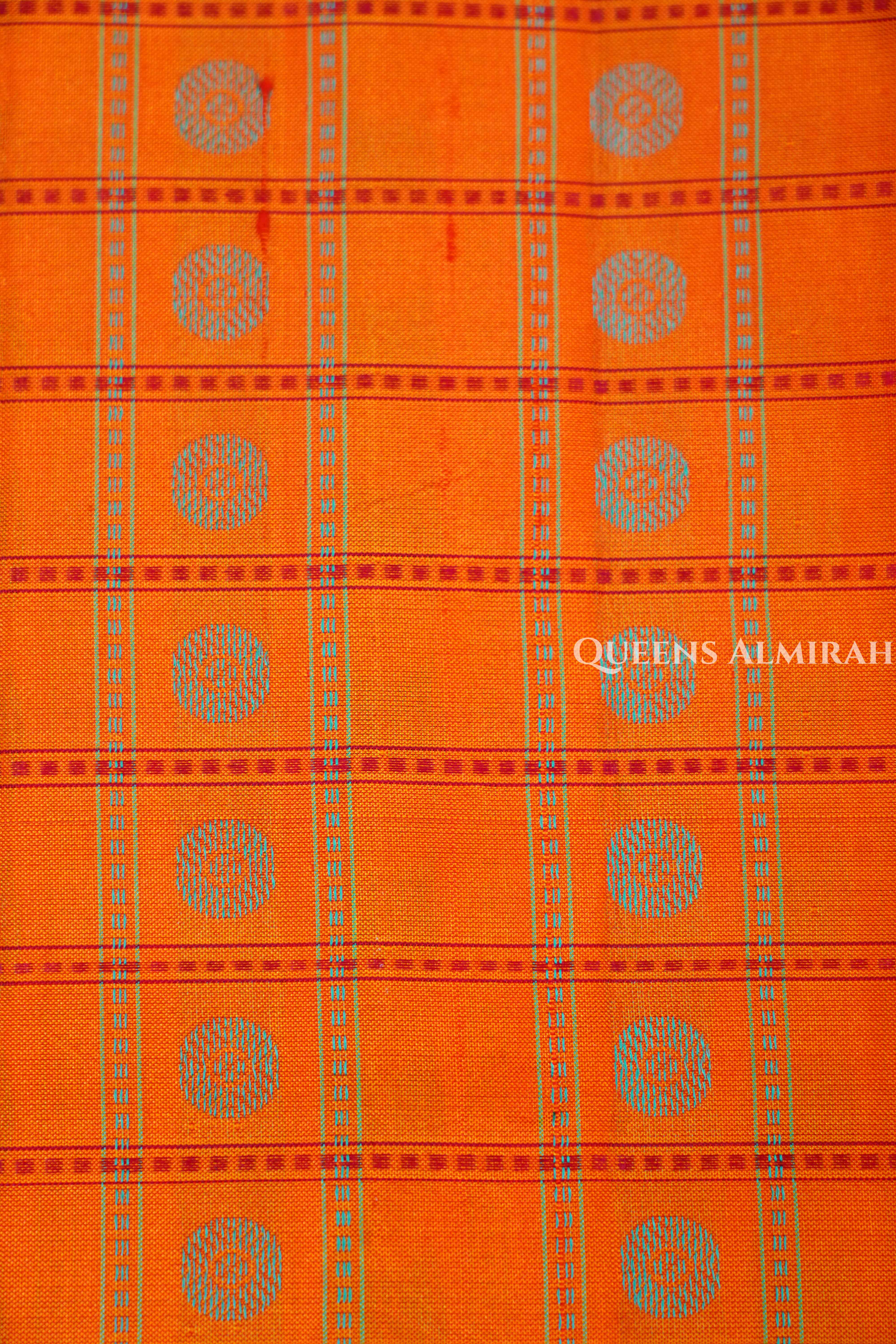 Orange With Mustard Yellow Pure Kanchivaram Silk Saree