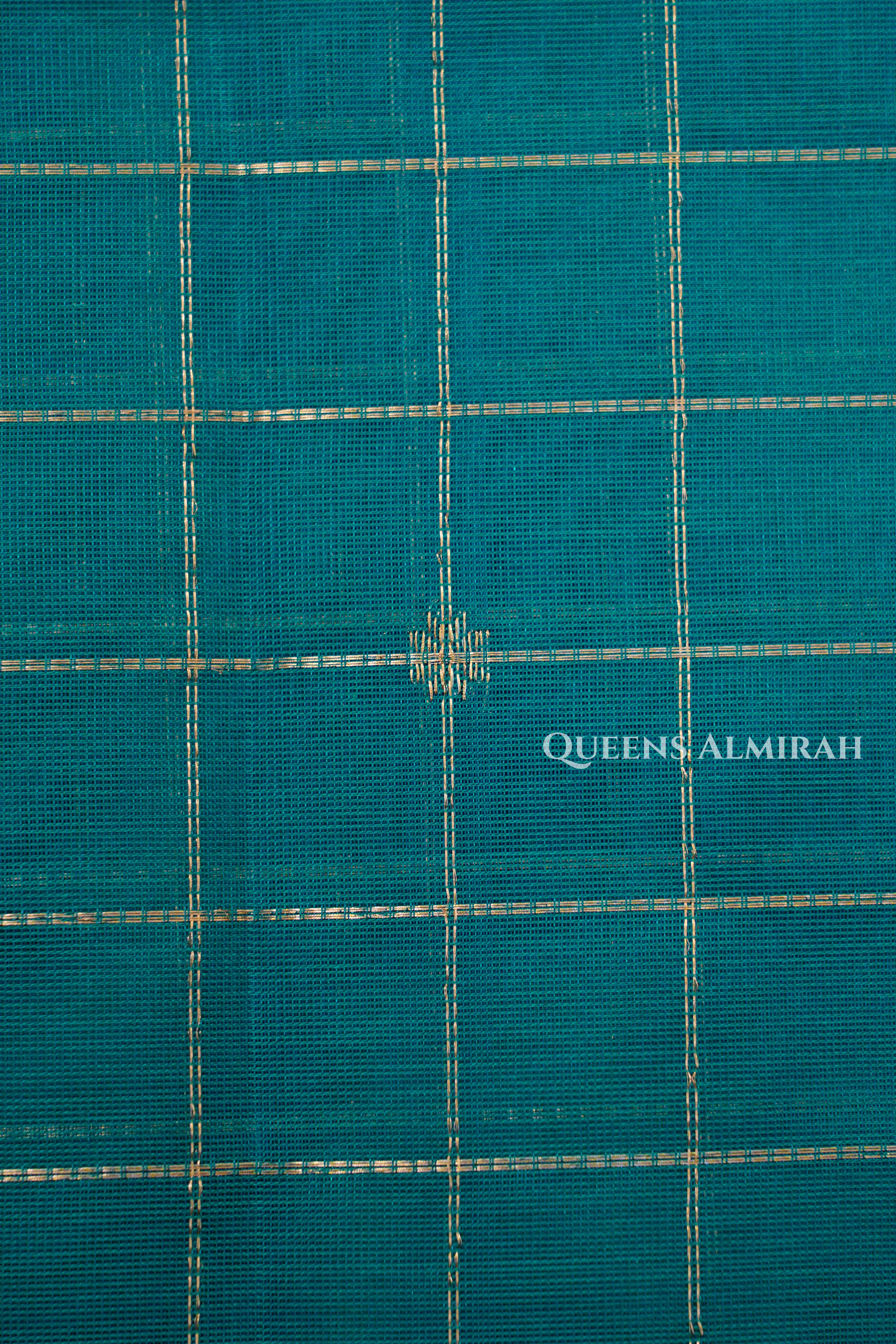 Bluish Green-Karaikudi Chettinad Silk Cotton Saree