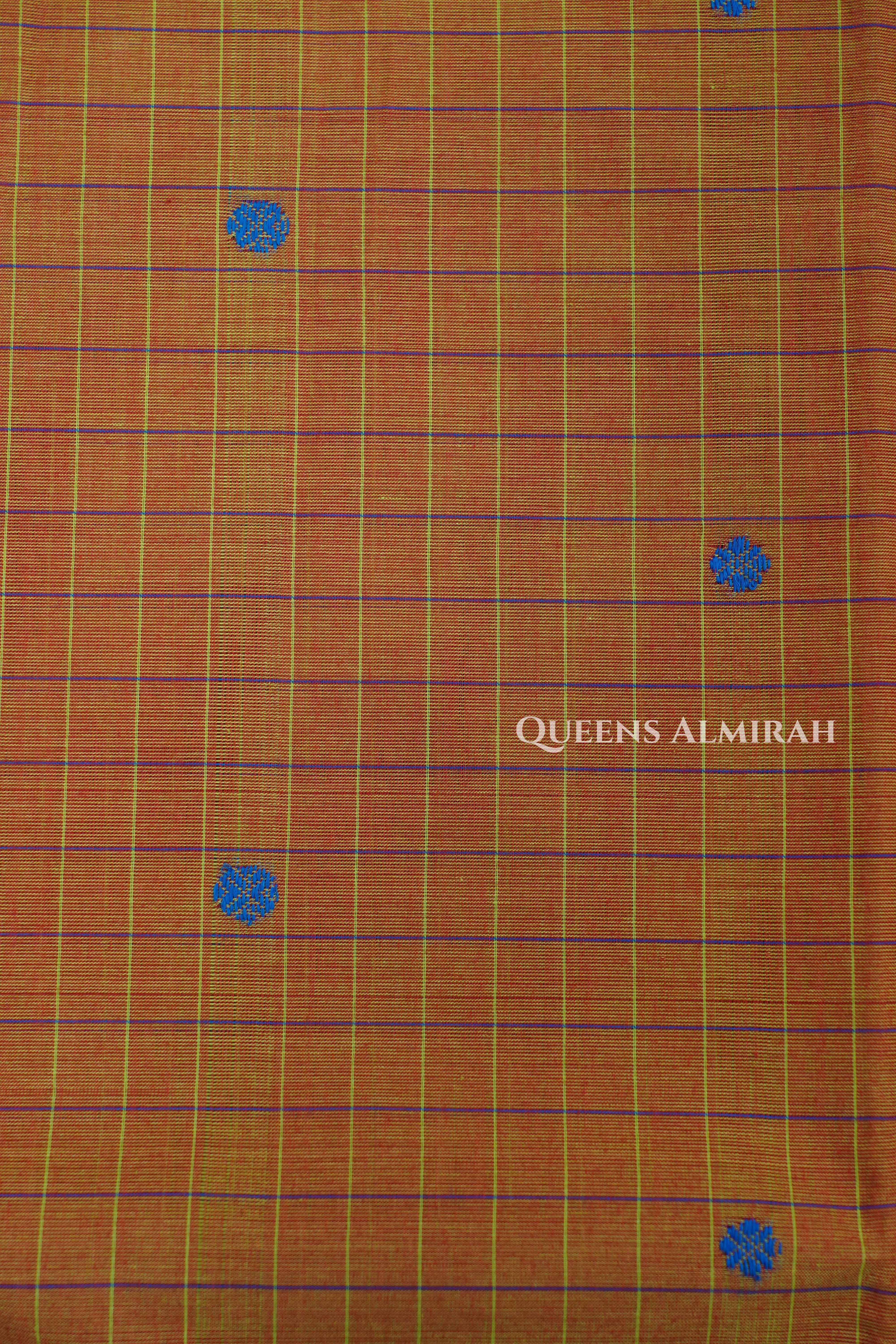 Pumpkin Orange Kanchi Cotton Saree