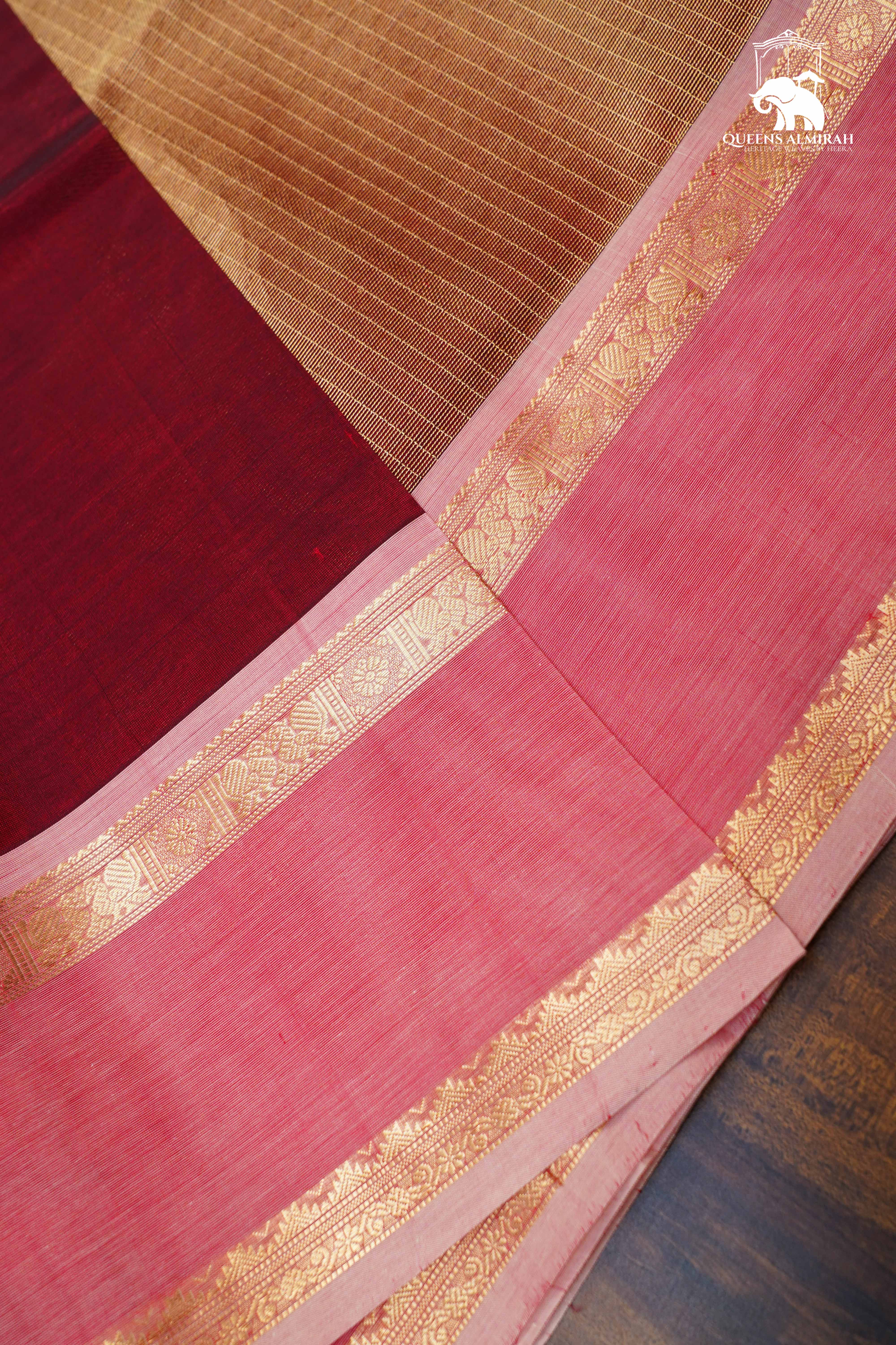 Dual Shade Of Pink -Royal Karaikudi Chettinad Tissue Silk Cotton Saree