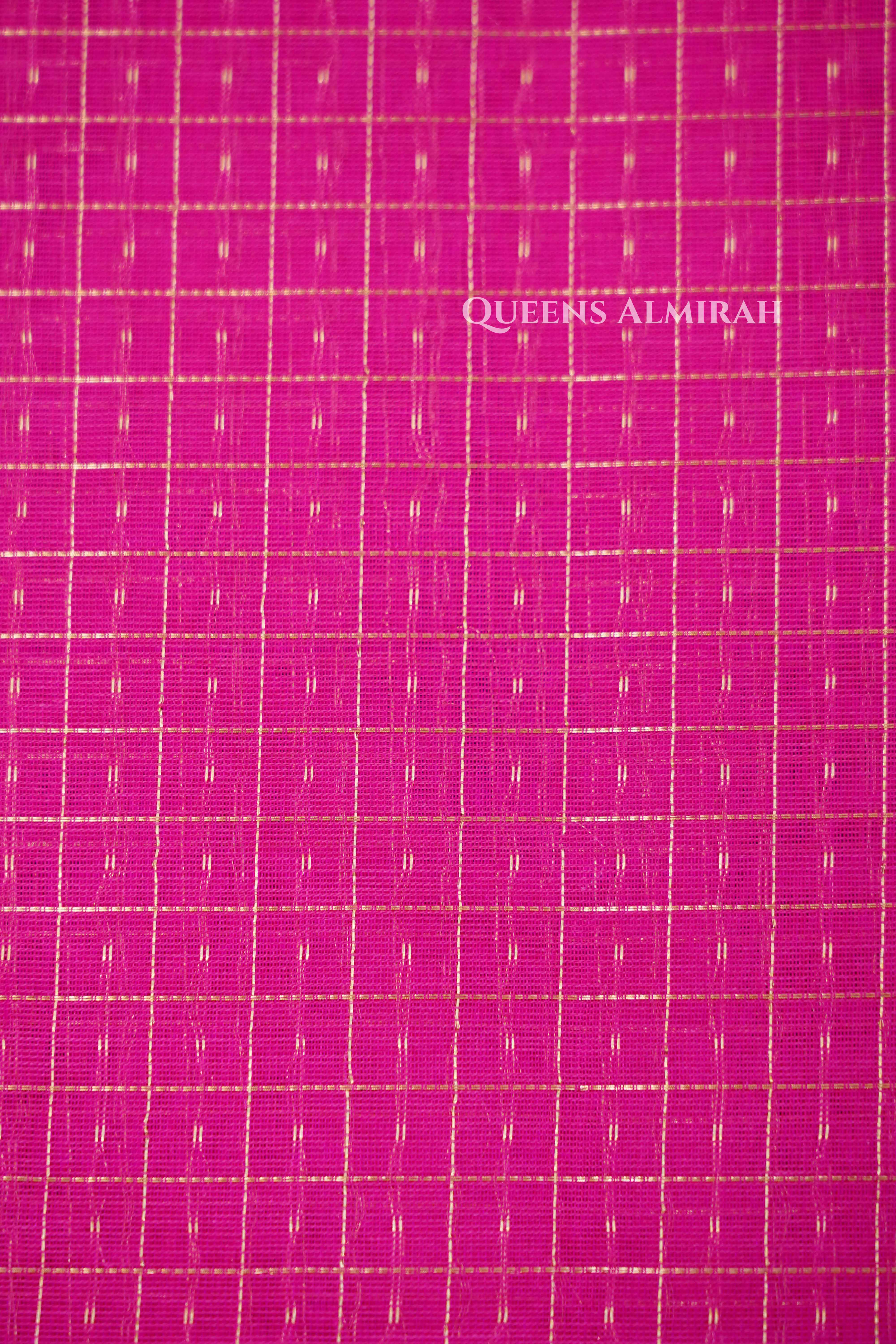 Dragon Fruit Pink-  Karaikudi Chettinad Silk Cotton Saree