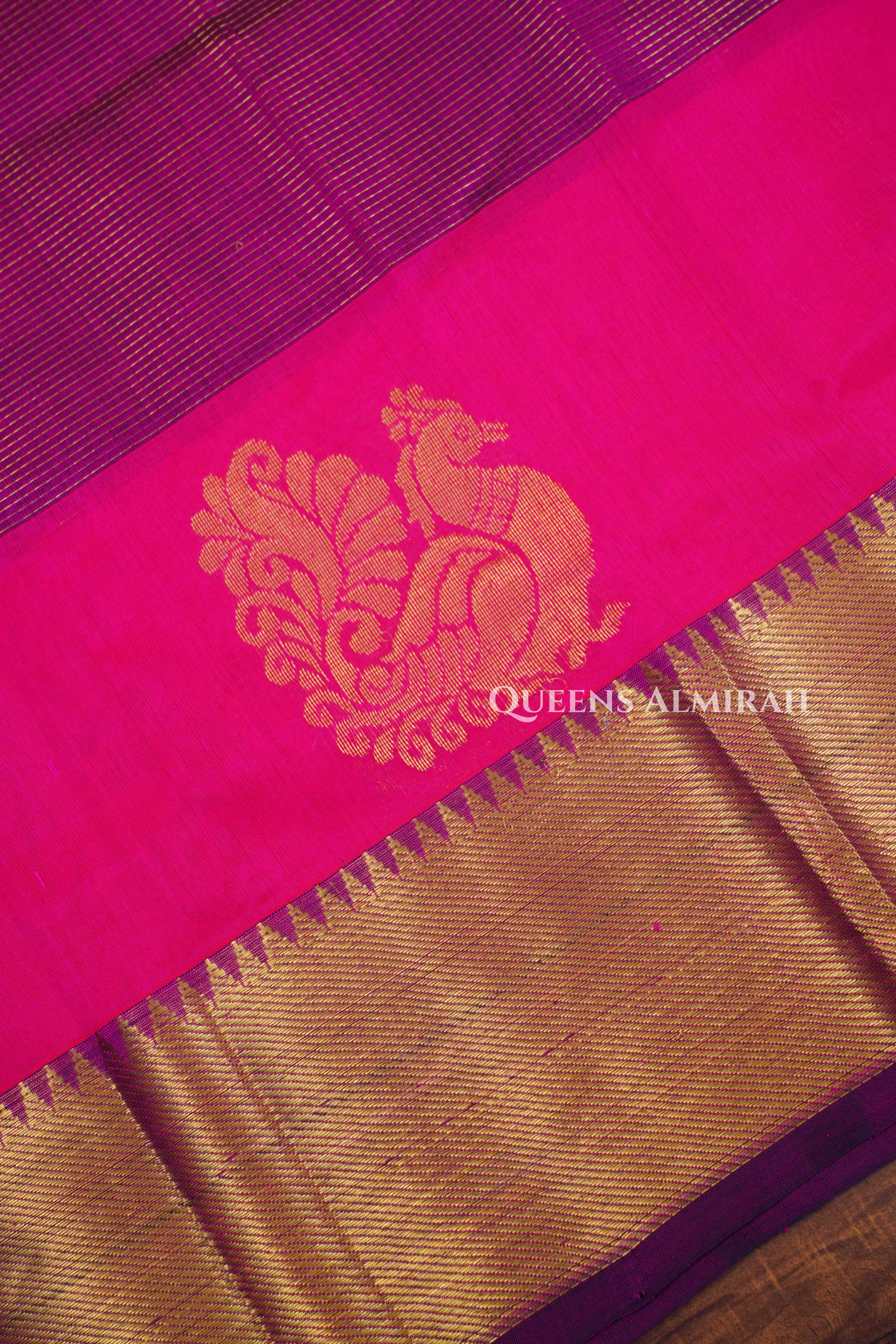 Purple With Pink Pure Kanchi Silk Cotton Saree