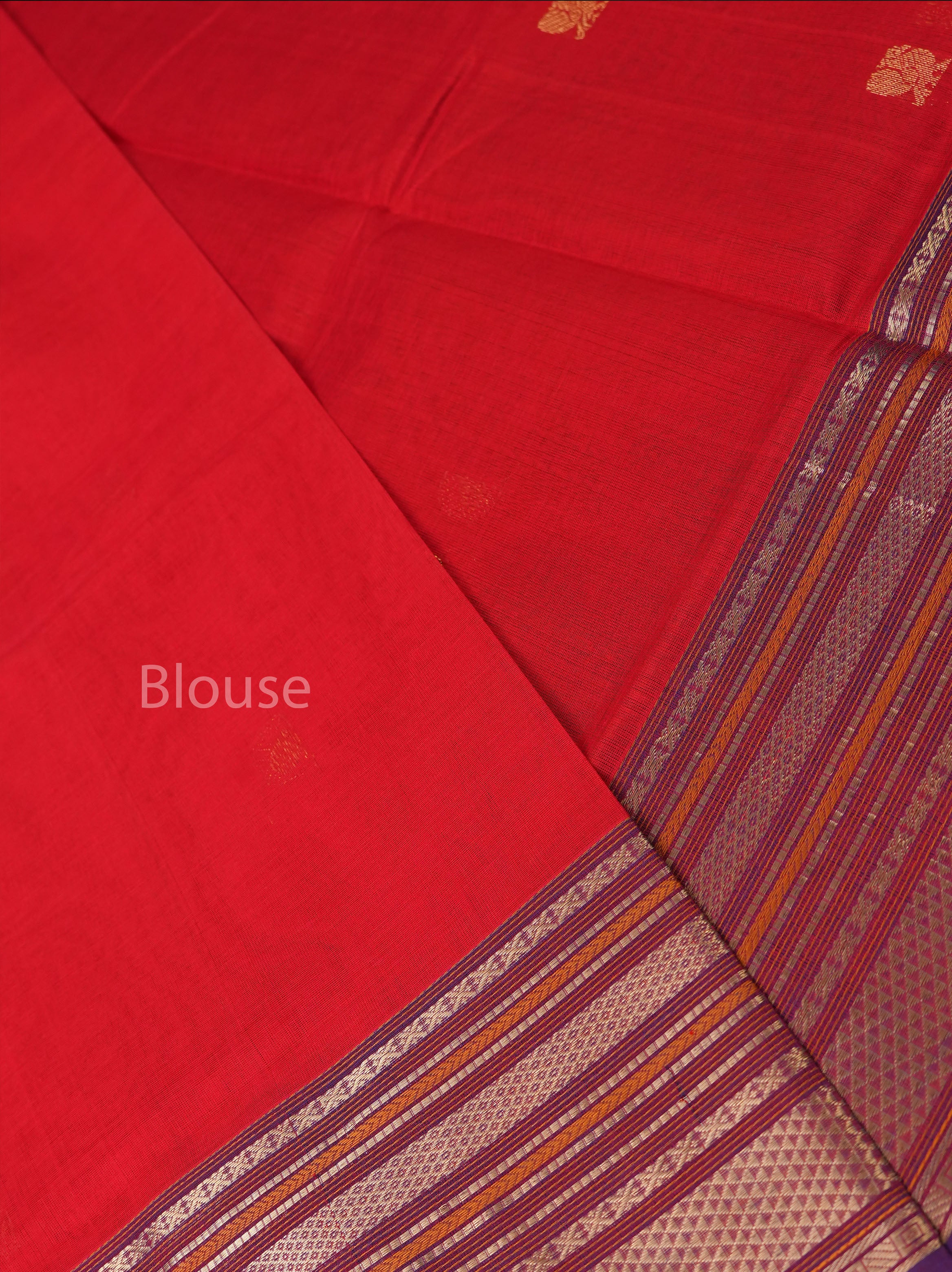 Chilly Red With Purple Chettinad Silk Cotton Saree