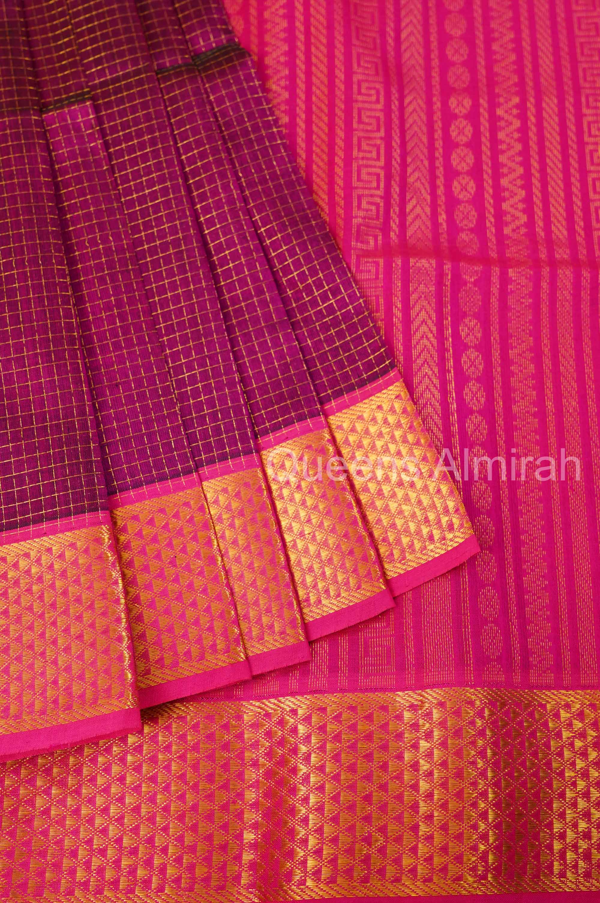 Purple With Pink Pure Silk Cotton Saree