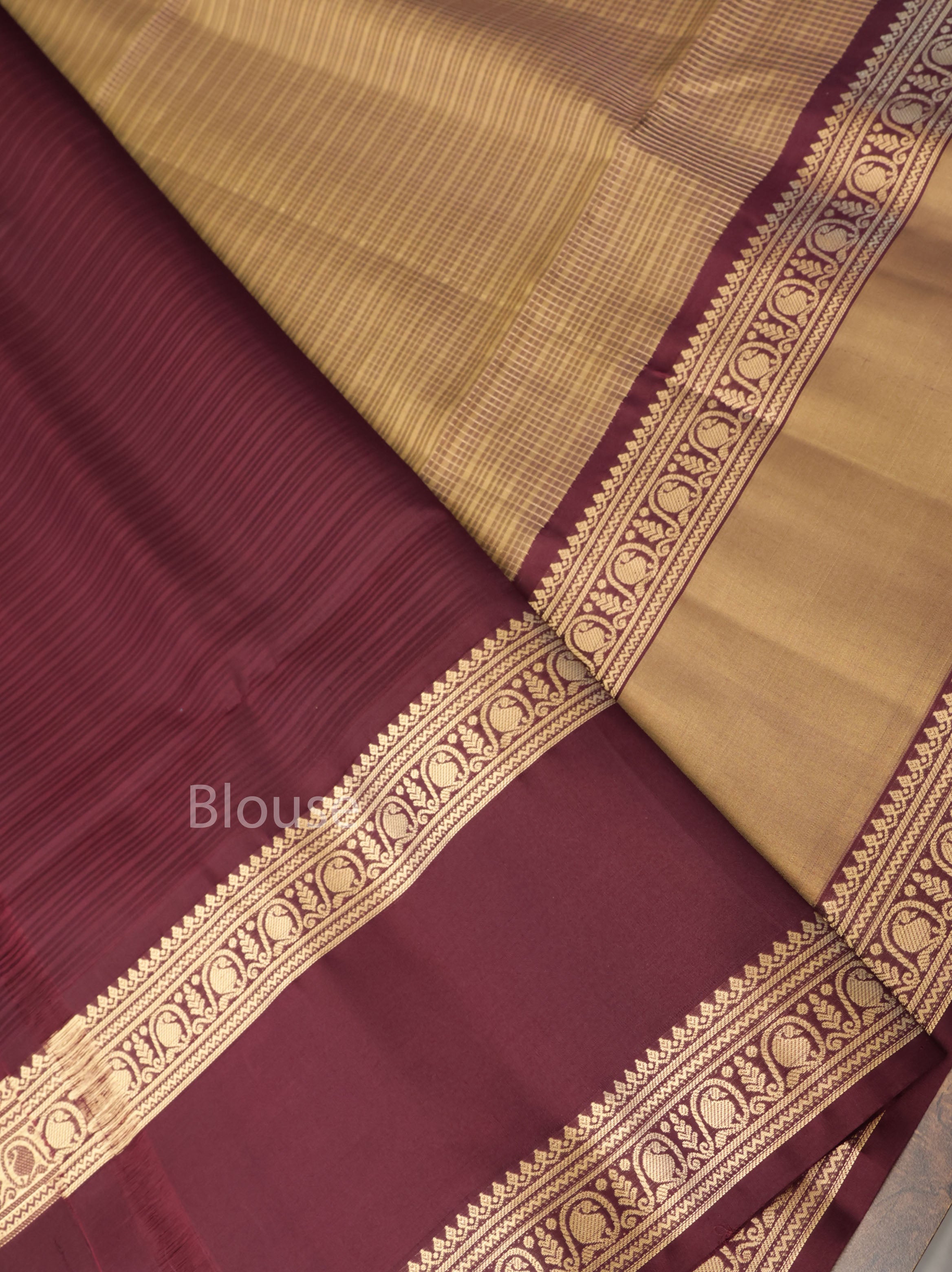 Sandal With Brown Pure Soft Silk Saree