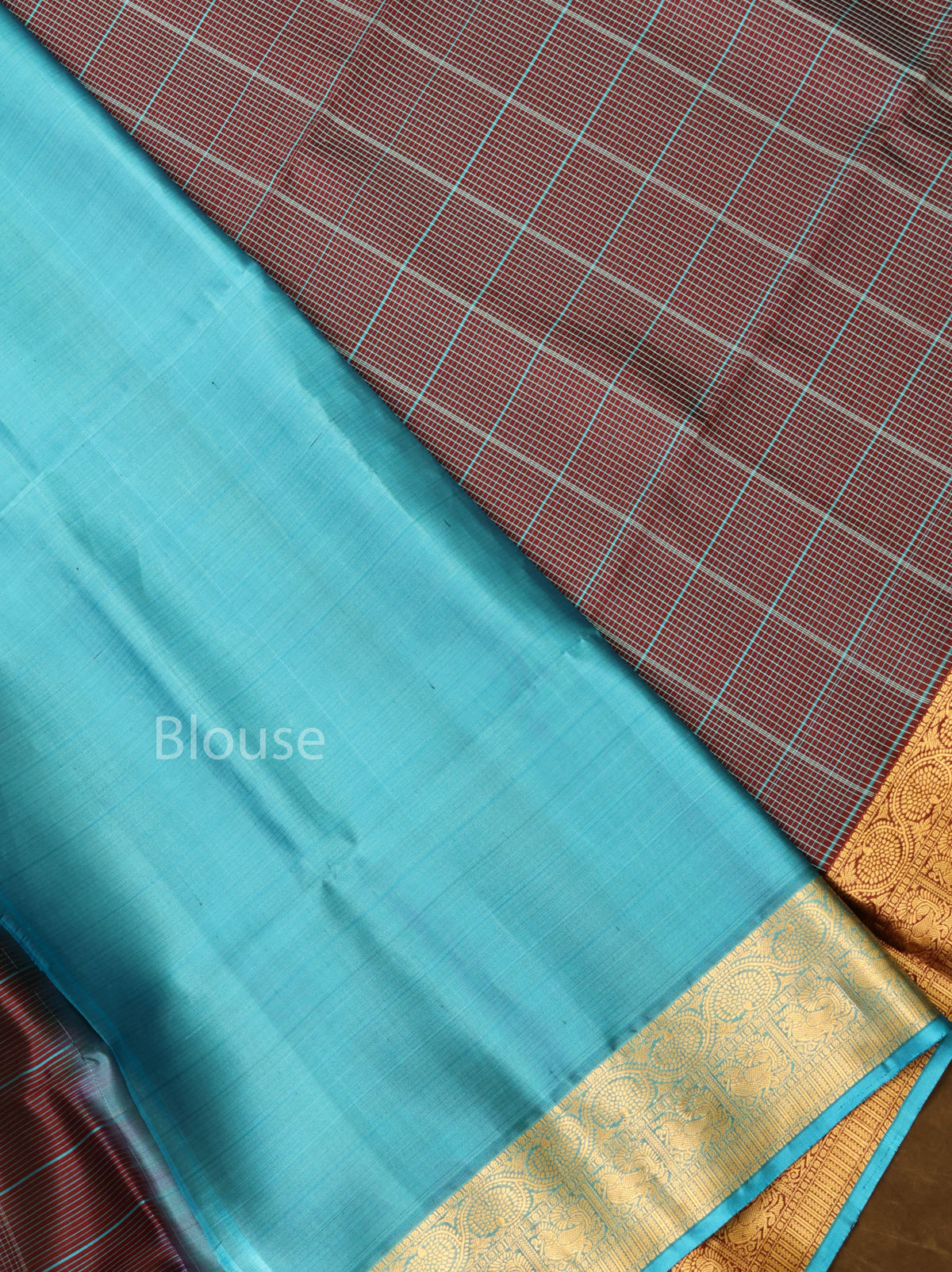 Maroon With Blue Pure Soft Silk Saree